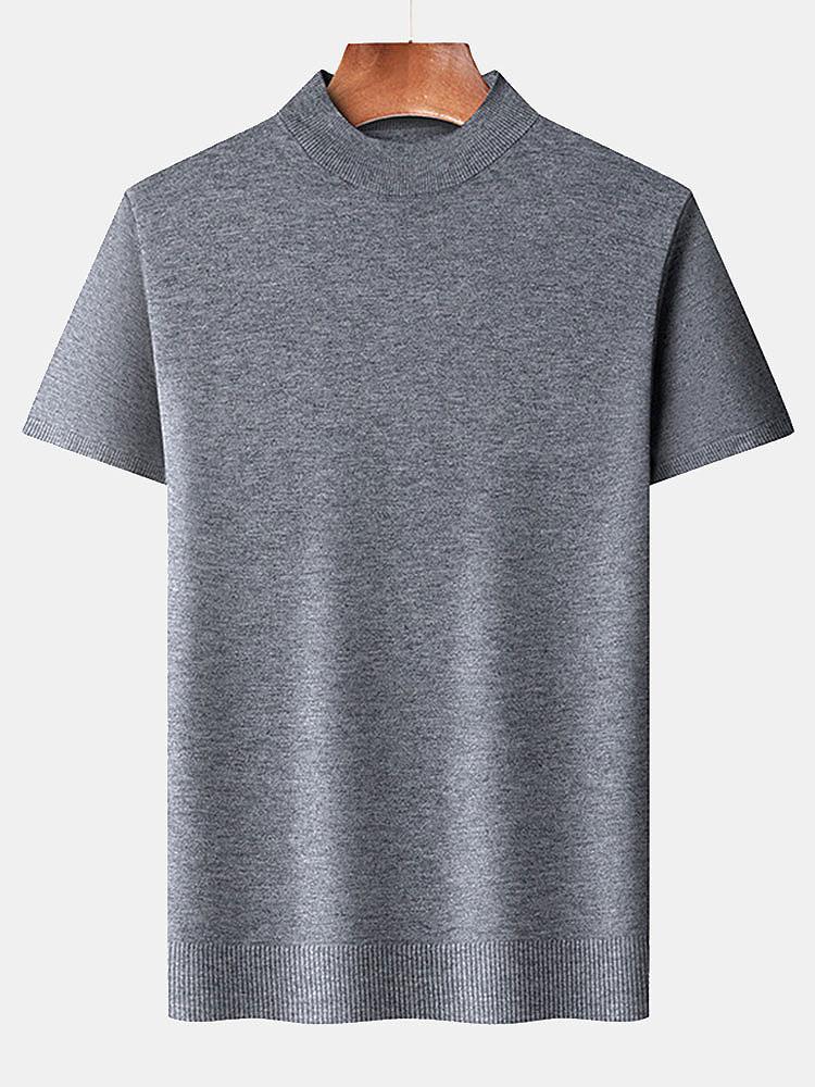 Kurzarm Muskel-Fit Stehkragenpullover - Image 2