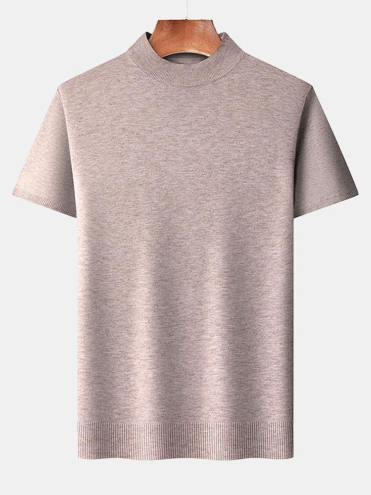 Kurzarm Muskel-Fit Stehkragenpullover - Image 3