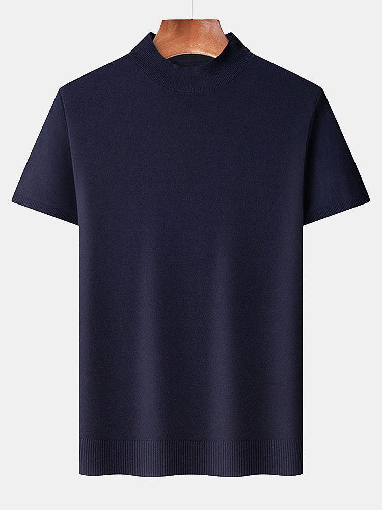 Kurzarm Muskel-Fit Stehkragenpullover - Image 4