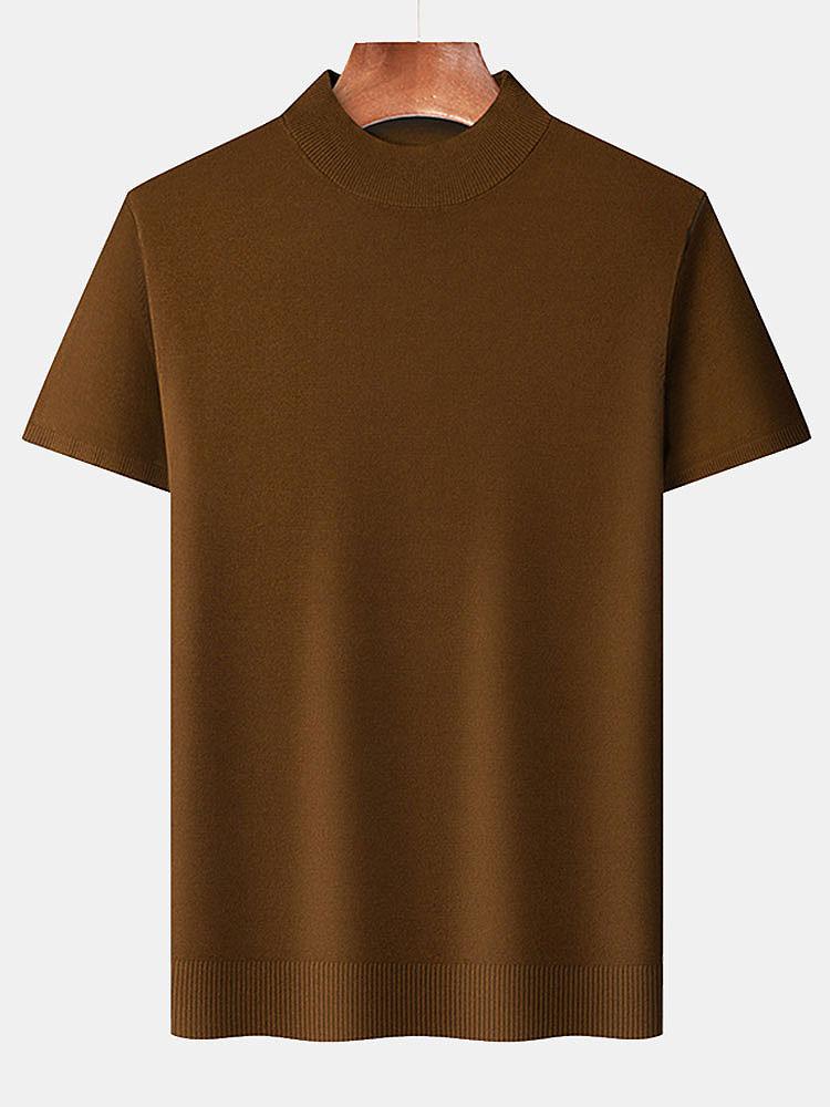 Kurzarm Muskel-Fit Stehkragenpullover - Image 5