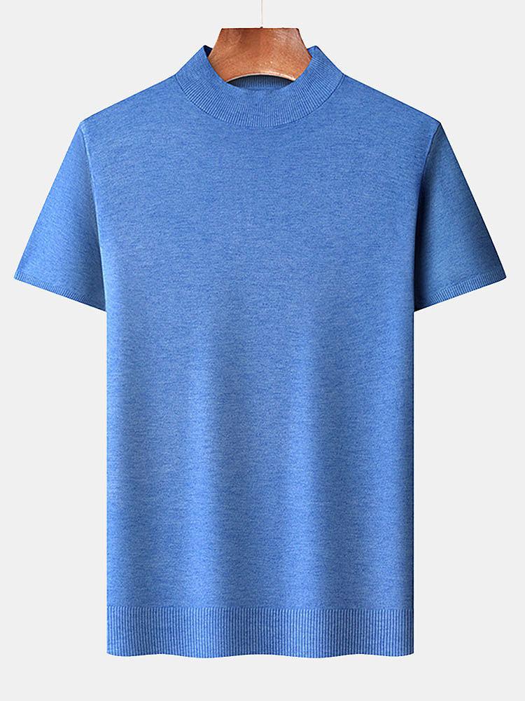 Kurzarm Muskel-Fit Stehkragenpullover - Image 6