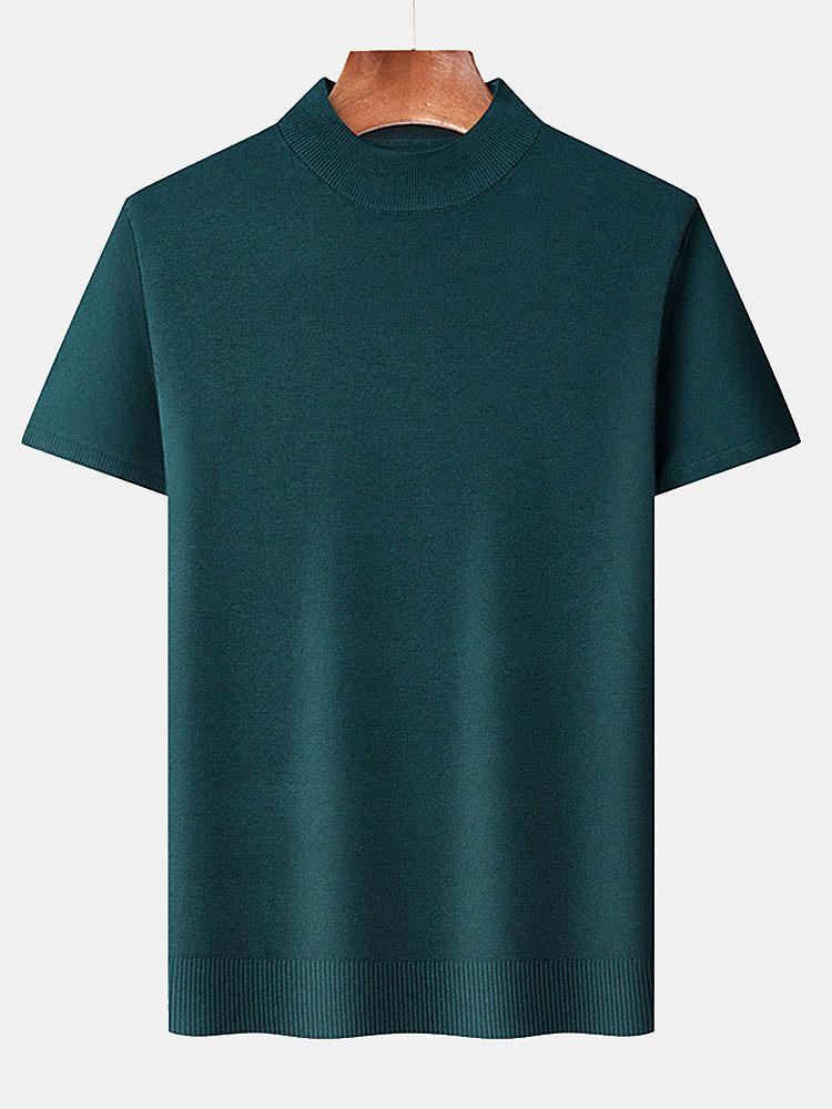 Kurzarm Muskel-Fit Stehkragenpullover - Image 7