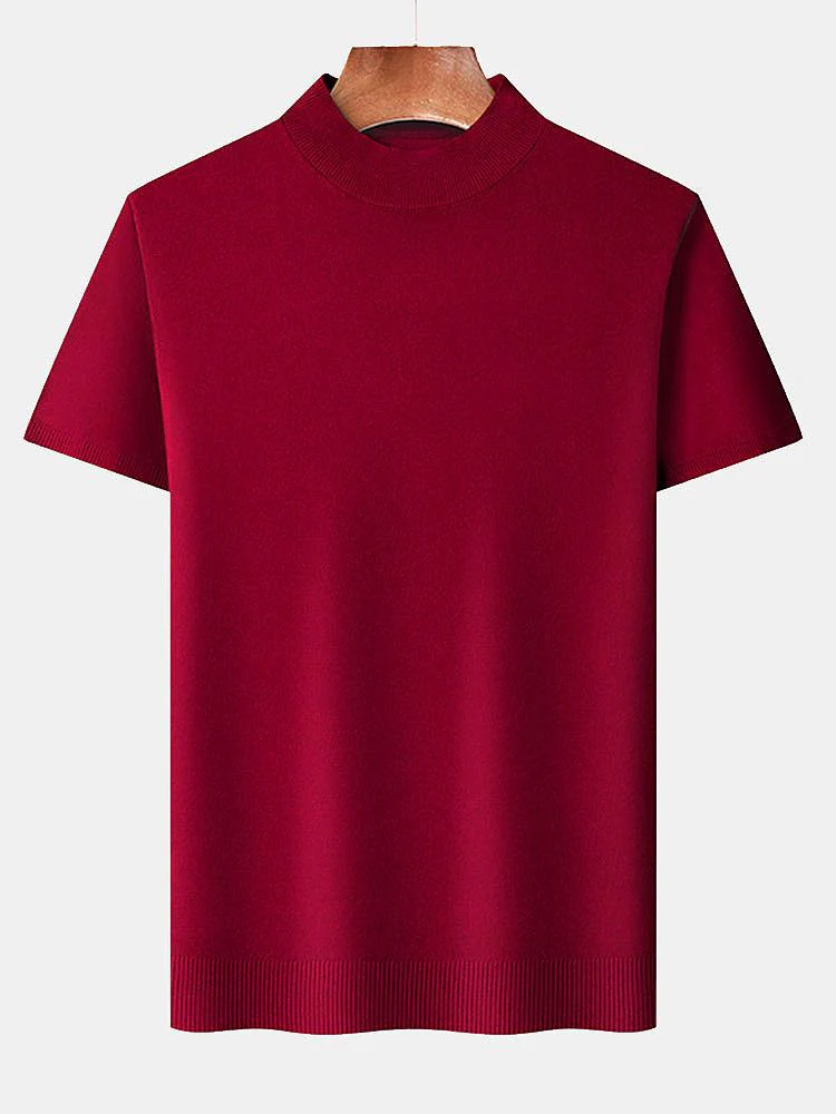 Kurzarm Muskel-Fit Stehkragenpullover - Image 8