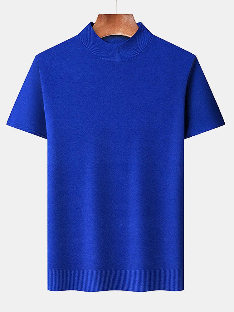 Kurzarm Muskel-Fit Stehkragenpullover - Image 9