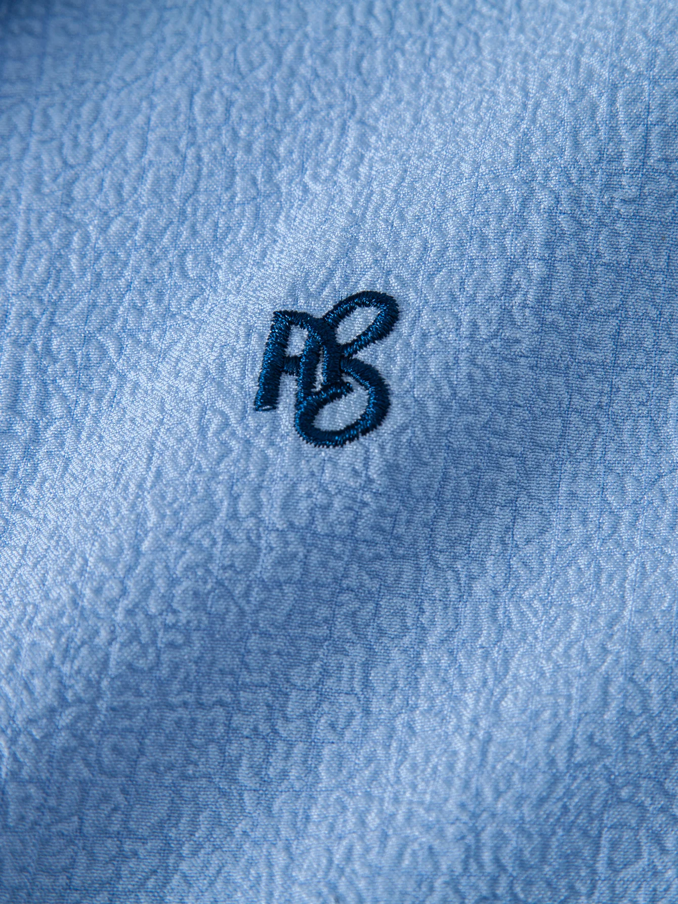 Short Sleeve Seersucker Stand Collar Shirt - Image 7
