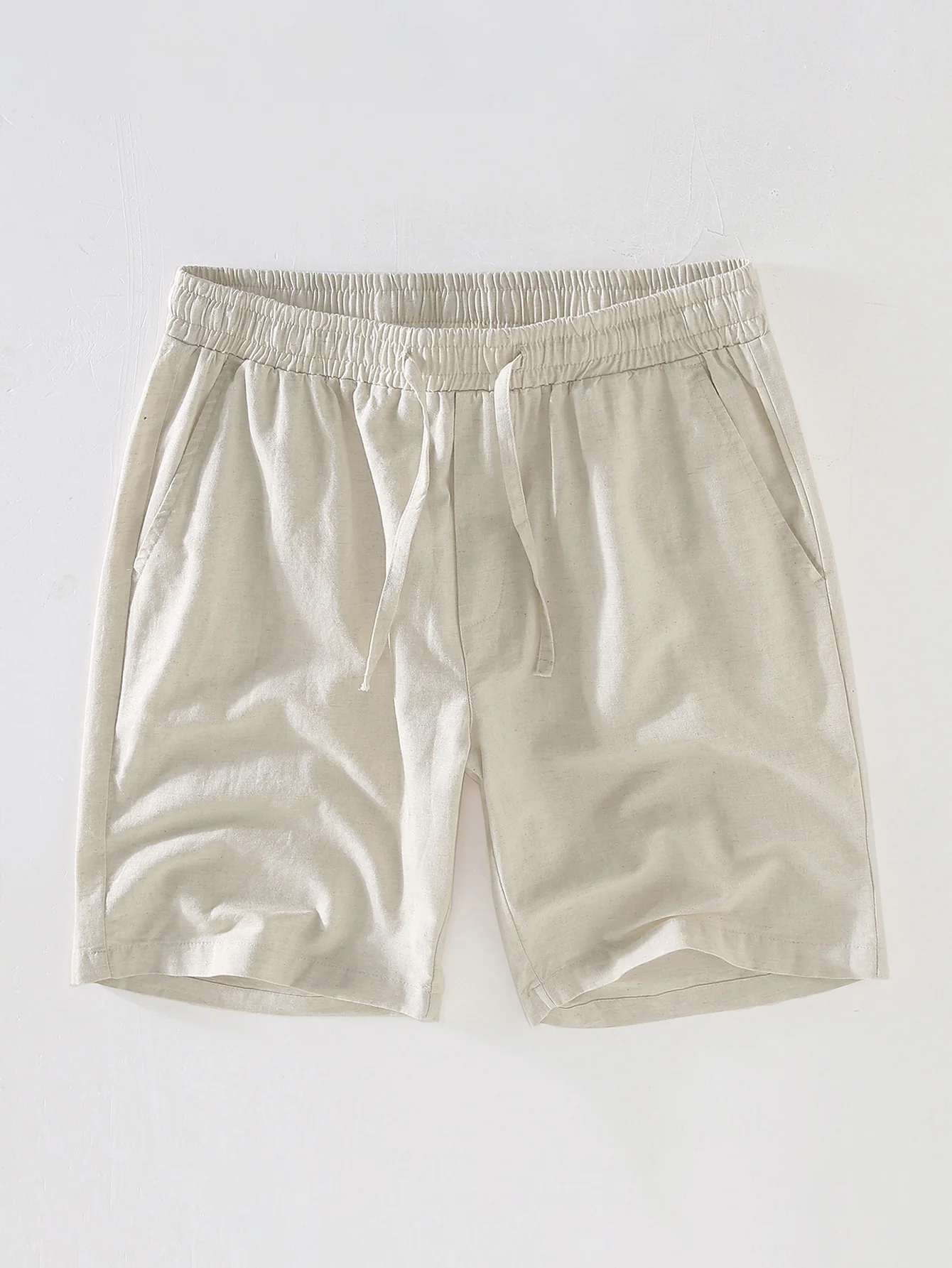 Baumwollmischung gestreifte Button-Up-Hemd & Leinen Shorts mit Kordelzug - Image 11