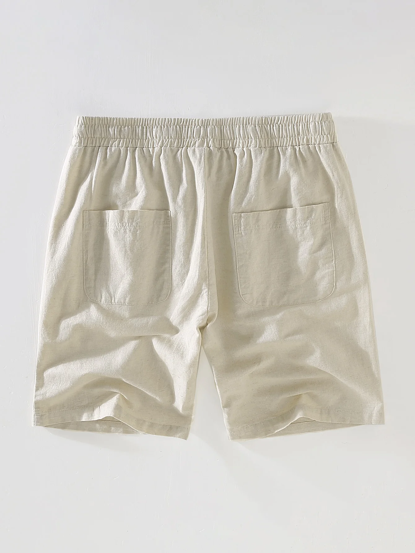 Baumwollmischung gestreifte Button-Up-Hemd & Leinen Shorts mit Kordelzug - Image 12