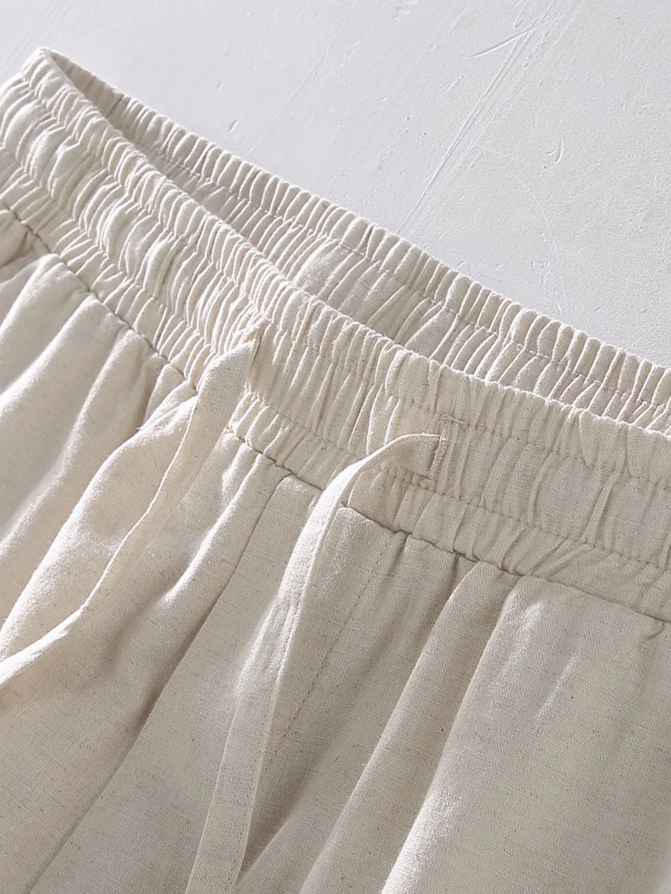 Baumwollmischung gestreifte Button-Up-Hemd & Leinen Shorts mit Kordelzug - Image 13
