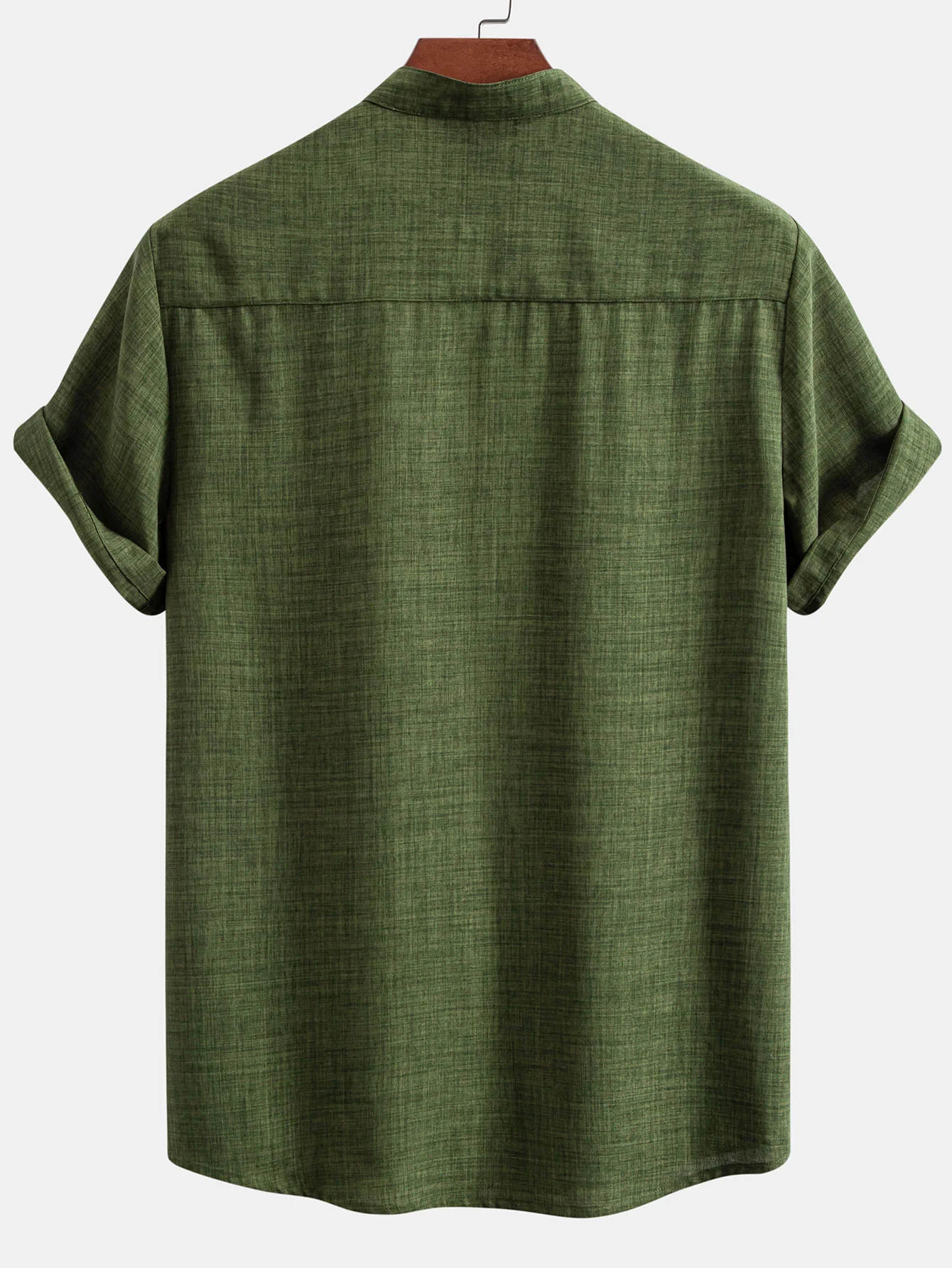 Kurzarm Stehkragenhemd & Leinen Shorts mit Kordelzug - Image 7