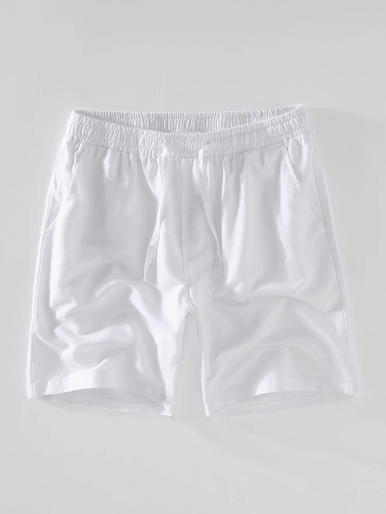 Kurzarm Stehkragenhemd & Leinen Shorts mit Kordelzug - Image 4