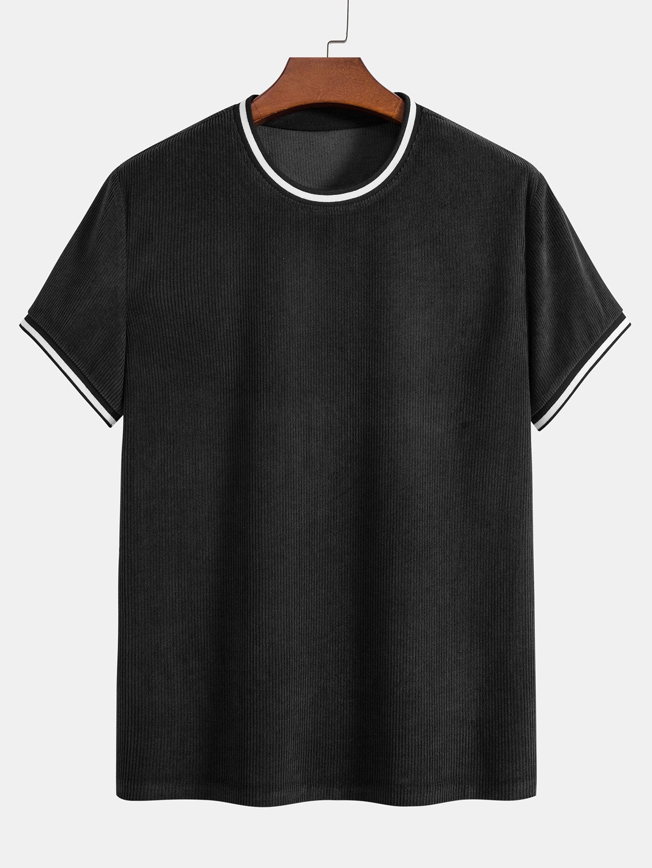 Kurzarm Stretch-Corduroy Ringer T-Shirt & Corduroy Shorts - Image 3