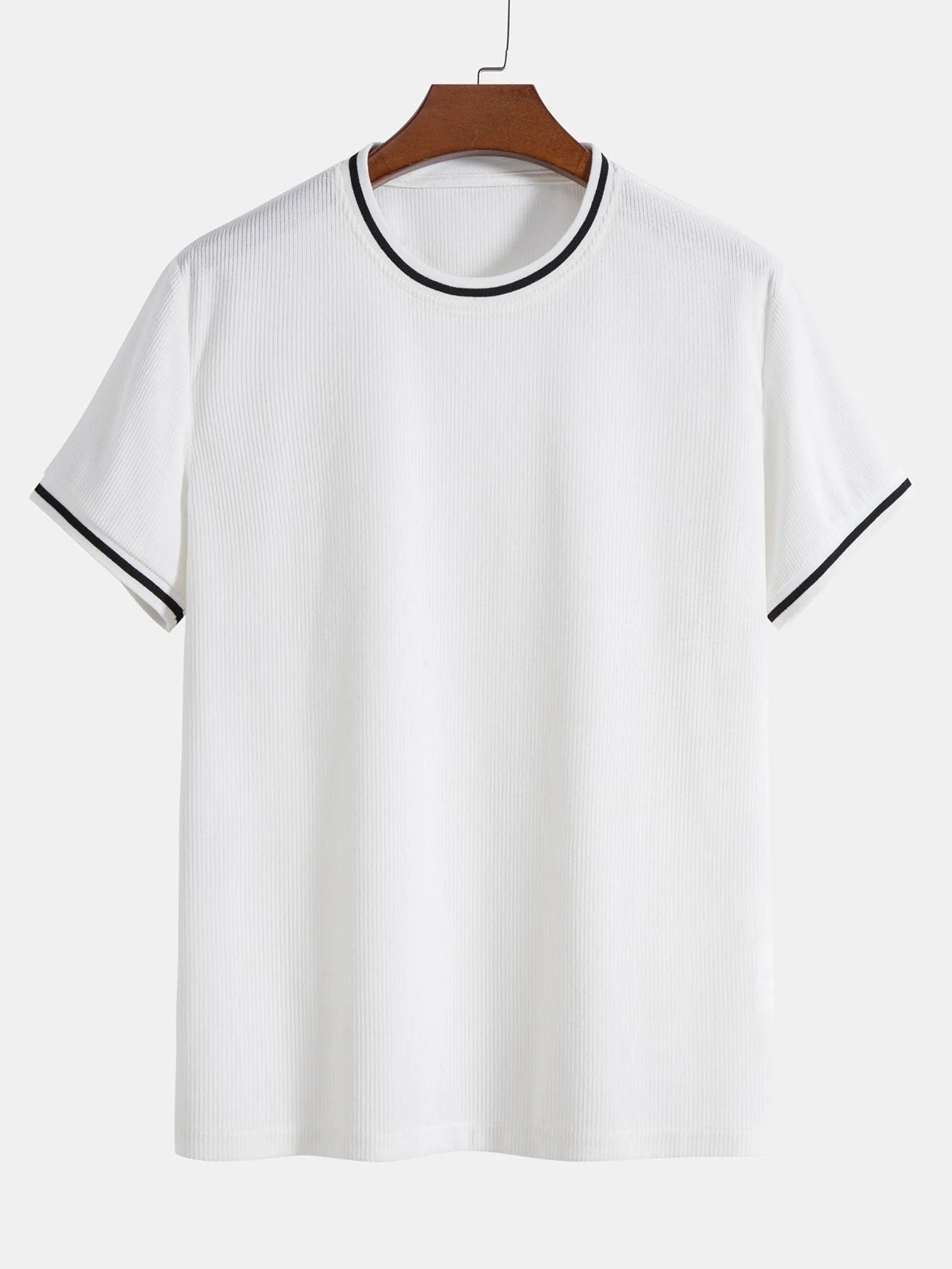 Kurzarm Stretch-Corduroy Ringer T-Shirt & Corduroy Shorts - Image 4