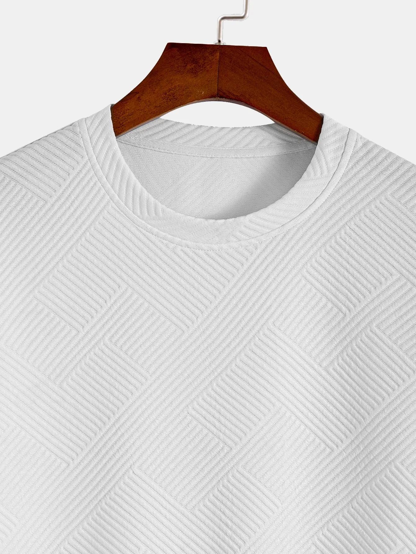 Kurzarm Streifen Jacquard Bogen Saum T-Shirt - Image 10