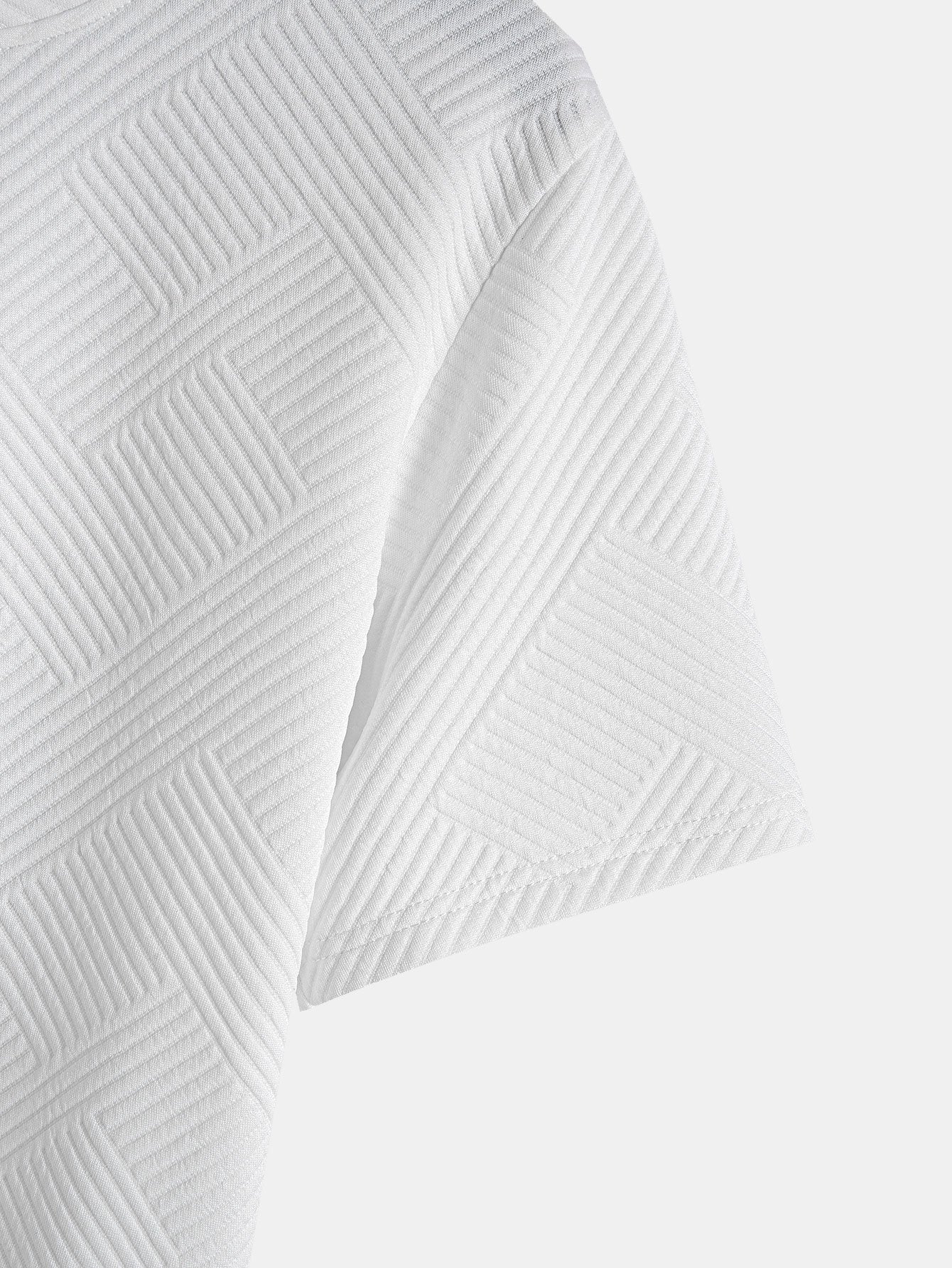 Kurzarm Streifen Jacquard Bogen Saum T-Shirt - Image 11