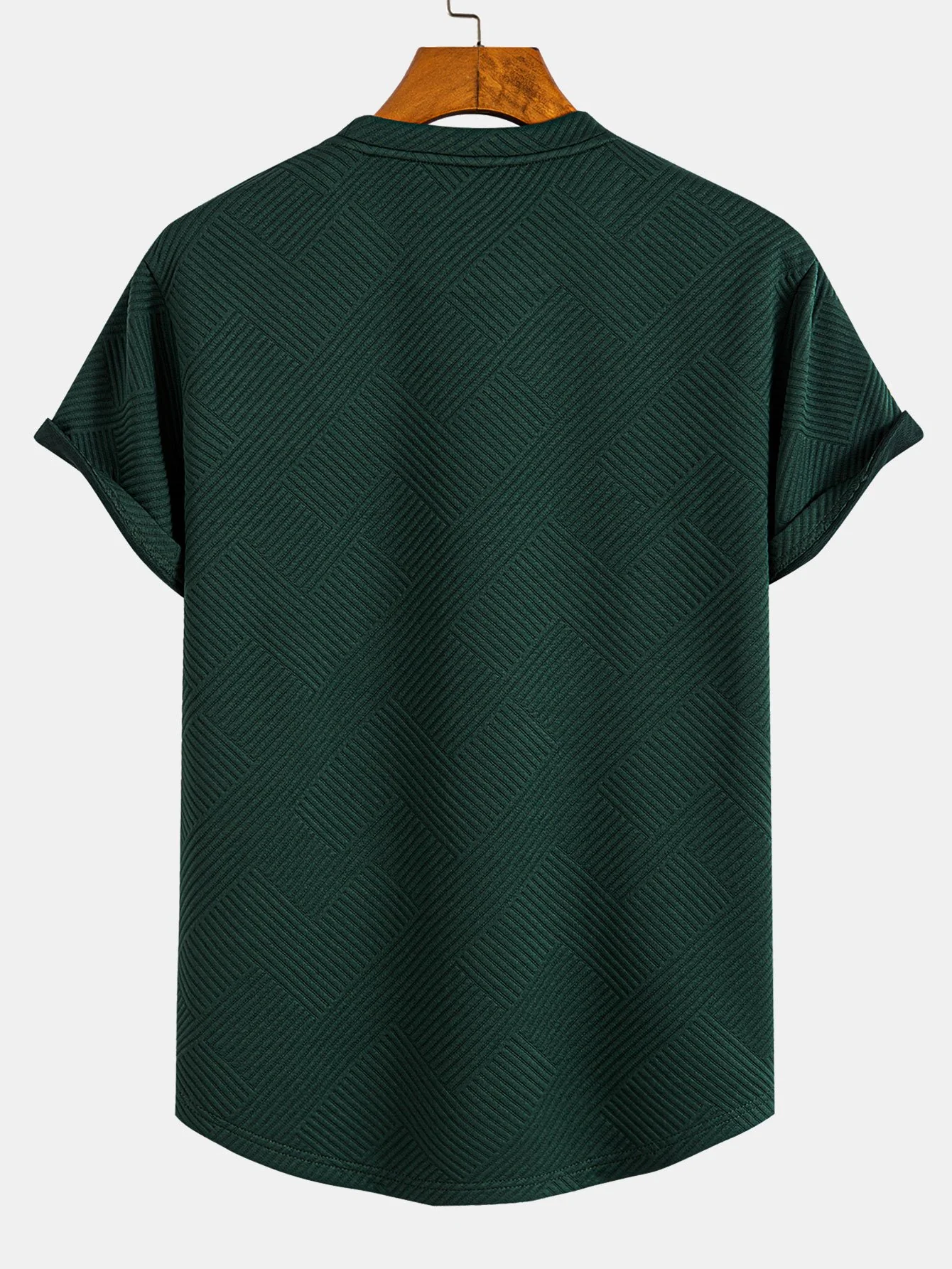 Kurzarm Streifen Jacquard Bogen Saum T-Shirt - Image 2