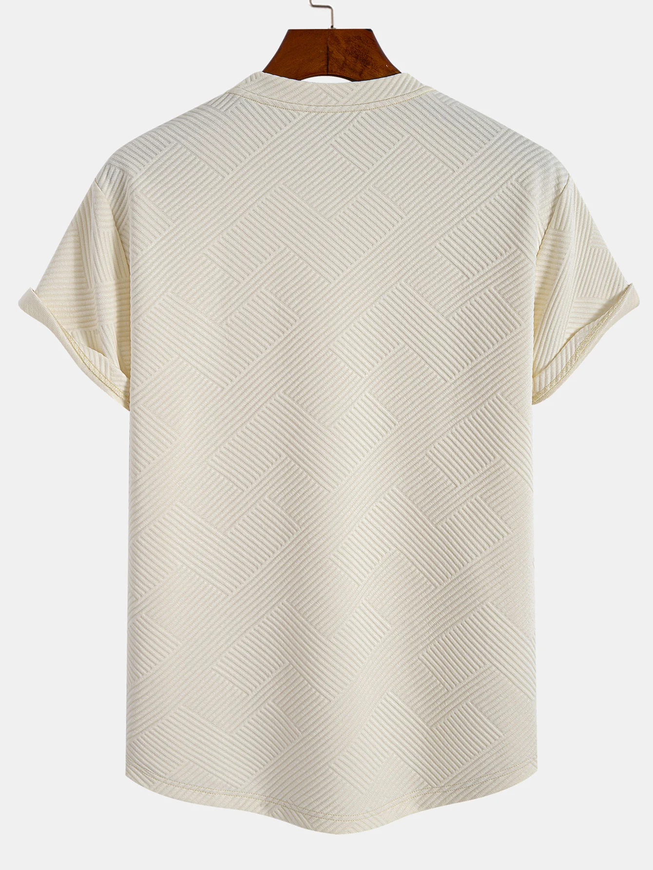 Kurzarm Streifen Jacquard Bogen Saum T-Shirt - Image 8