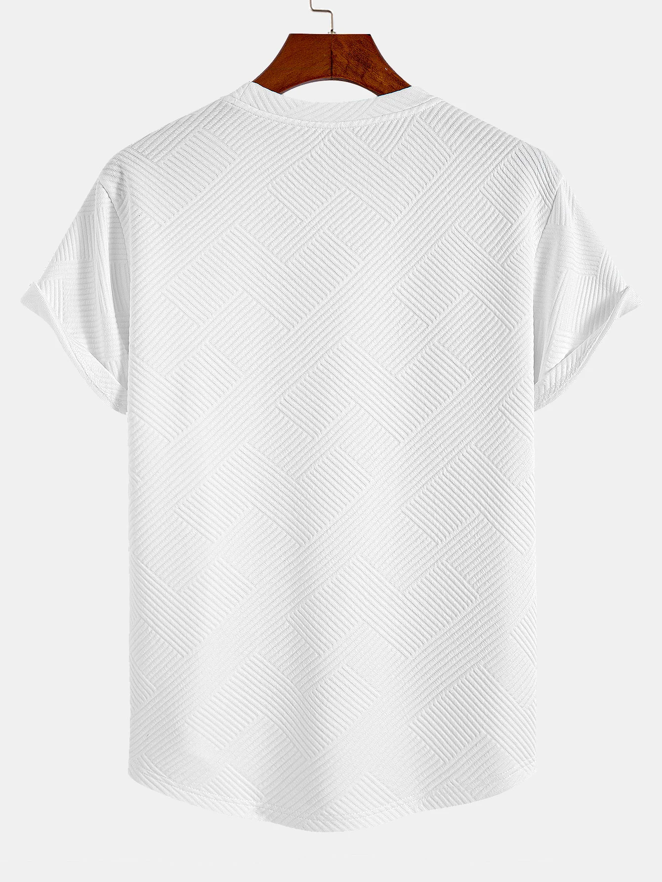 Kurzarm Streifen Jacquard Bogen Saum T-Shirt - Image 9
