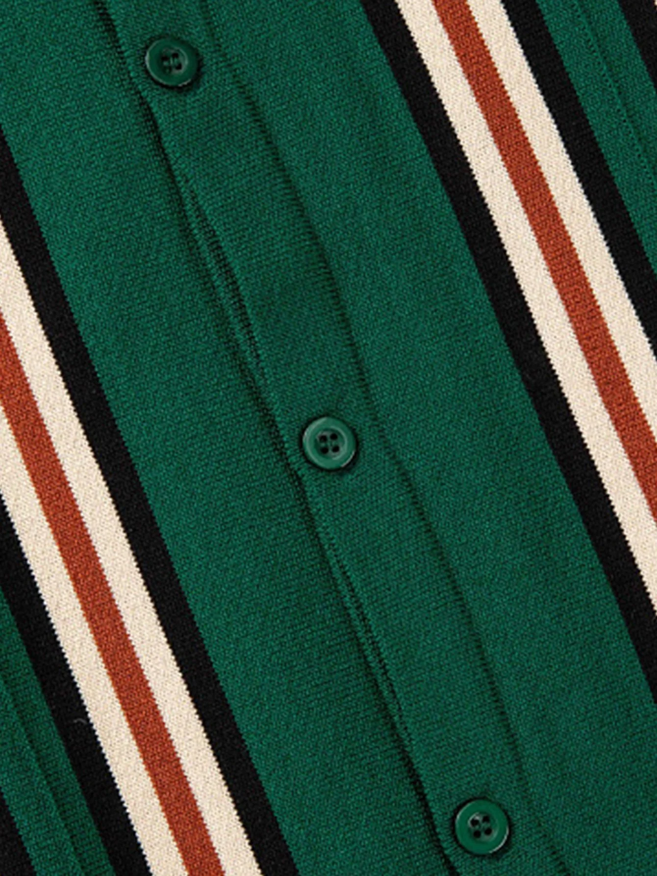 Kurzarm gestreiftes Button-Up Sweater Polo - Image 6