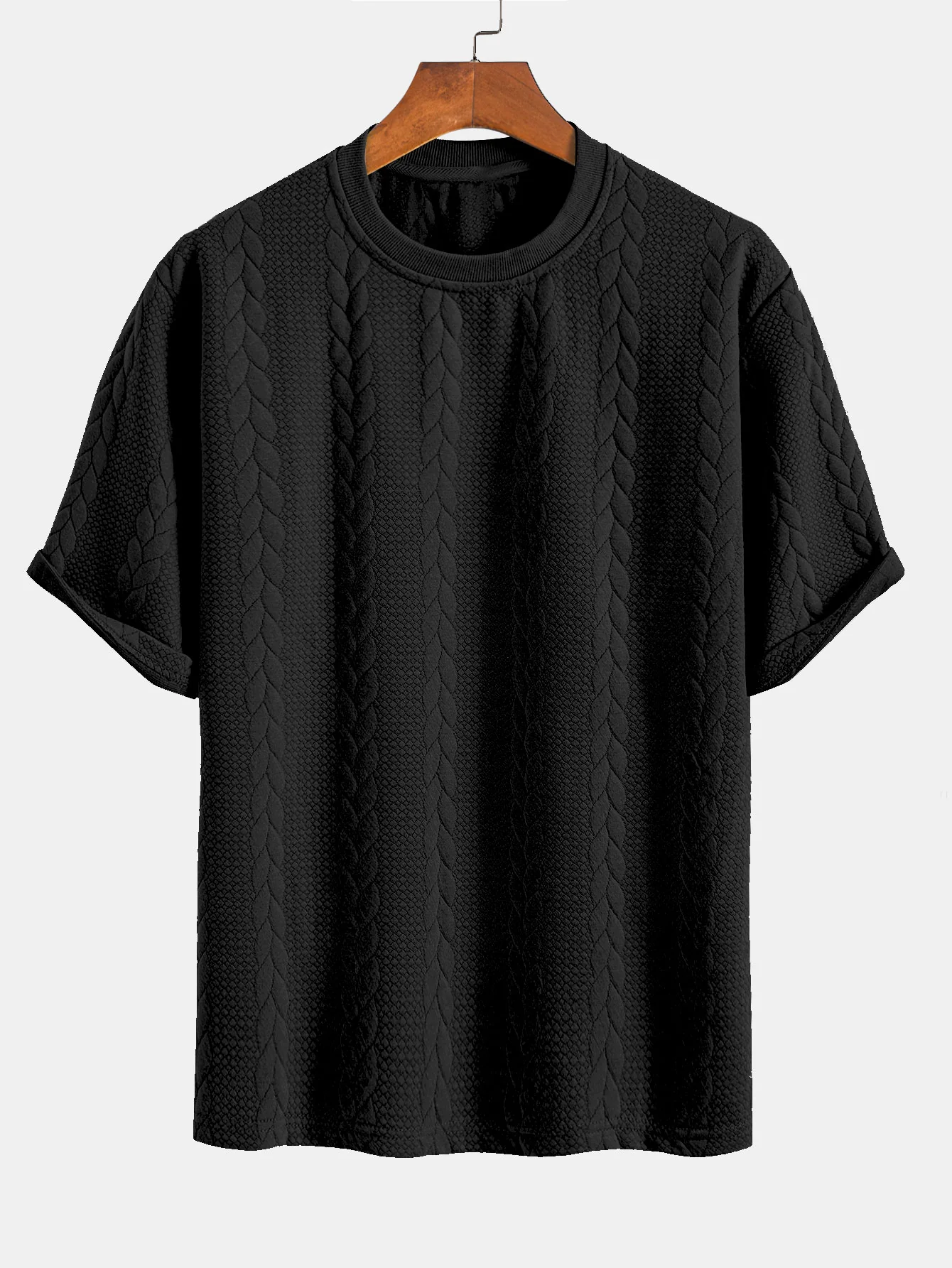 Relaxed Fit Mid-Length Sleeve Twist Jacquard T-Shirt & Shorts - Image 13