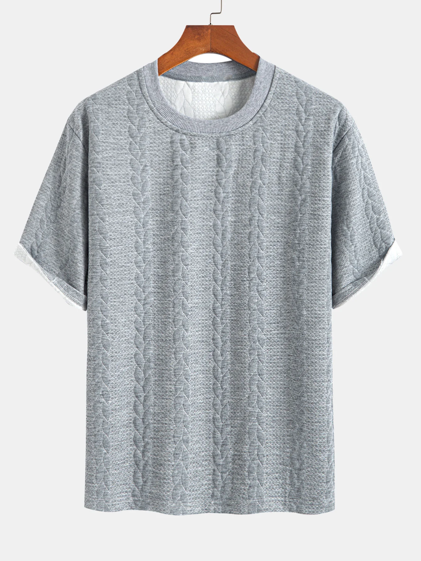 Relaxed Fit Mid-Length Sleeve Twist Jacquard T-Shirt & Shorts - Image 15