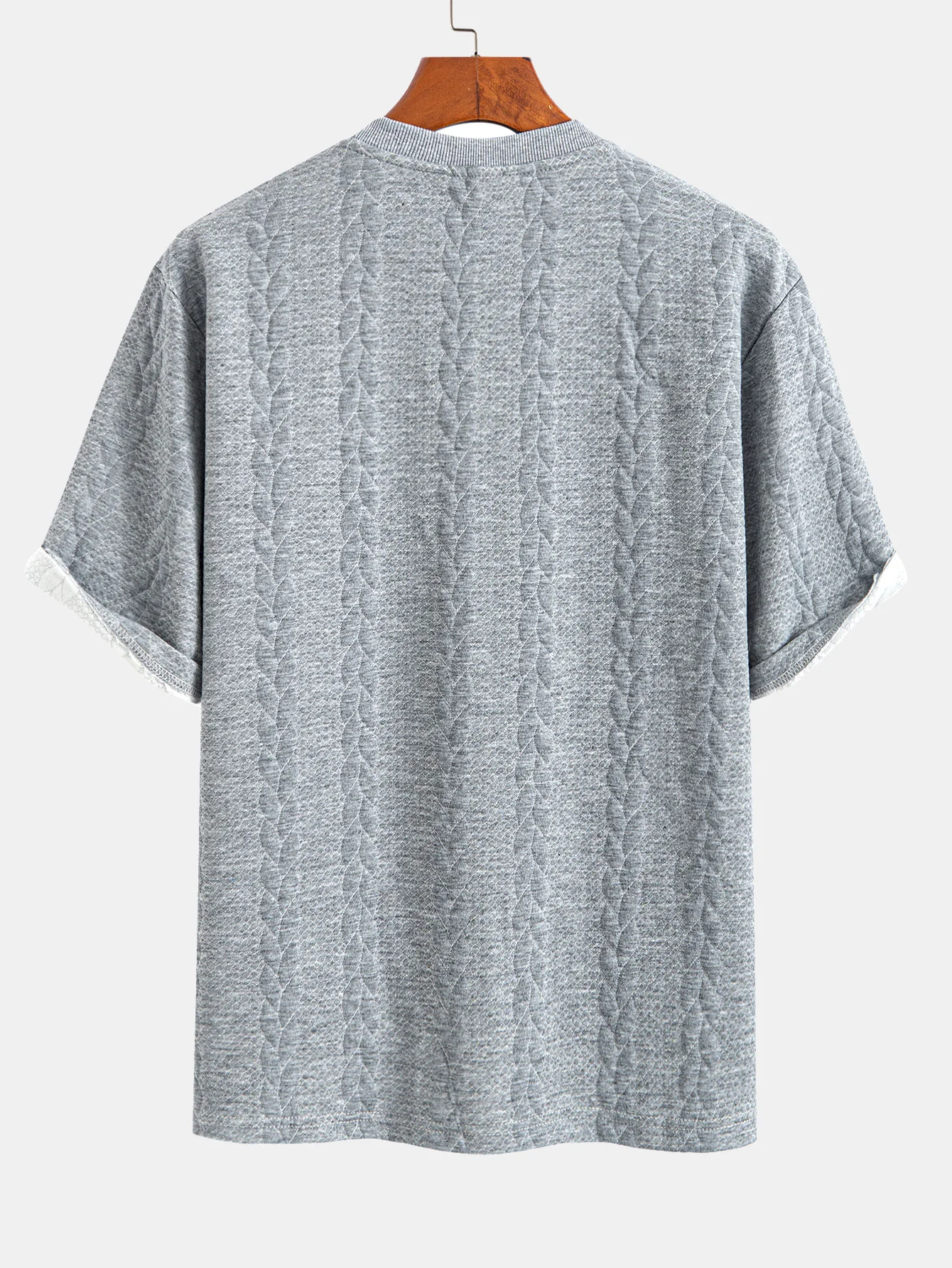 Relaxed Fit Mid-Length Sleeve Twist Jacquard T-Shirt & Shorts - Image 16