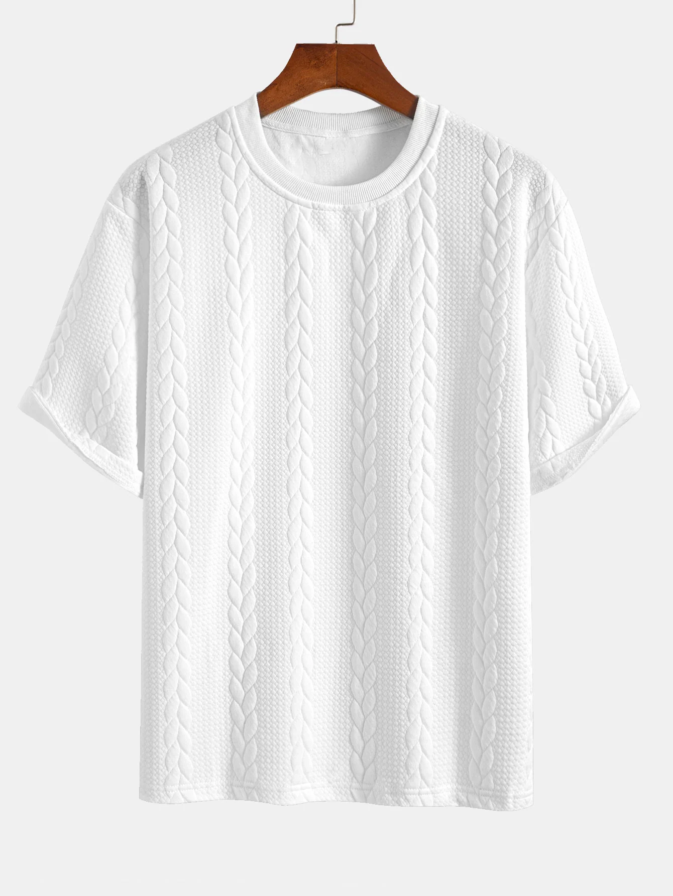 Relaxed Fit Mid-Length Sleeve Twist Jacquard T-Shirt & Shorts - Image 5