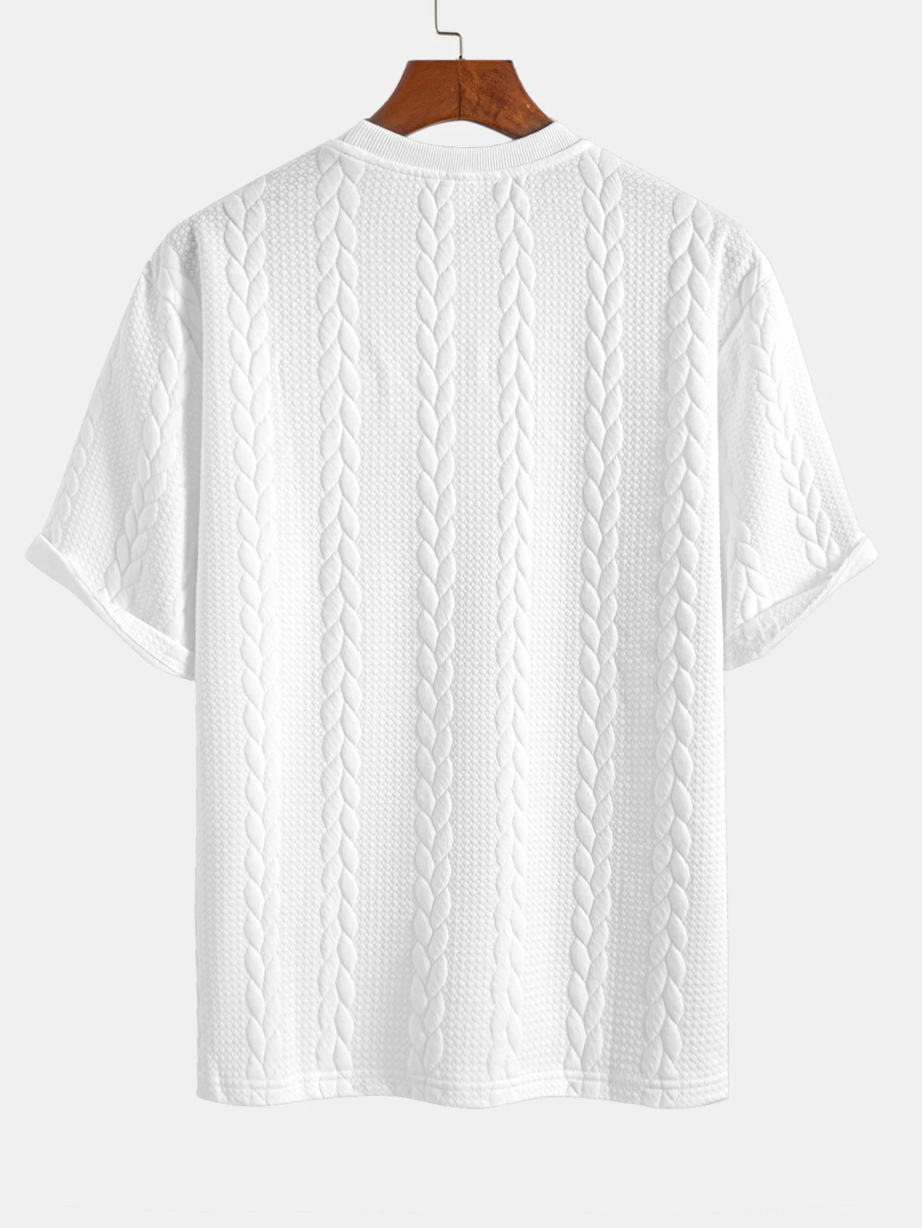 Relaxed Fit Mid-Length Sleeve Twist Jacquard T-Shirt & Shorts - Image 6