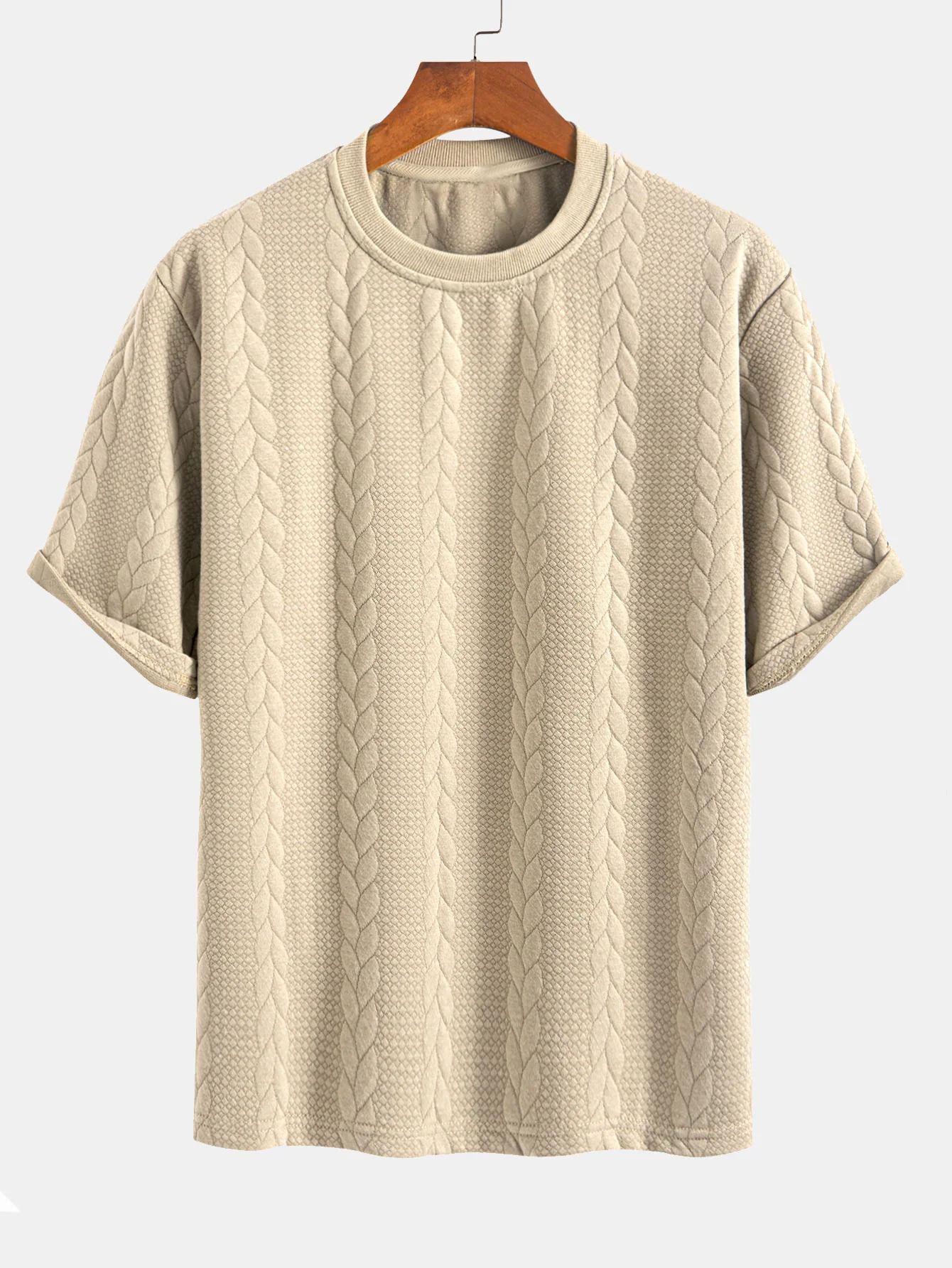Relaxed Fit Mid-Length Sleeve Twist Jacquard T-Shirt & Shorts - Image 9