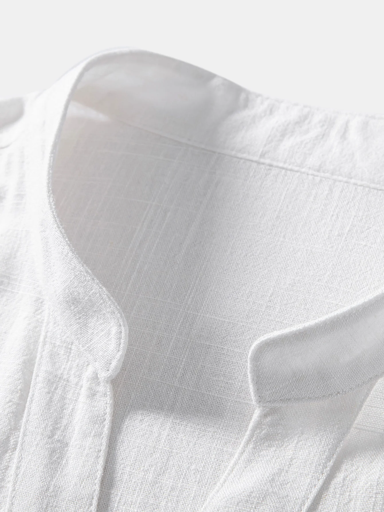 Kurzarm V-Ausschnitt Leinen-Rayon-Mischhemd - Image 9