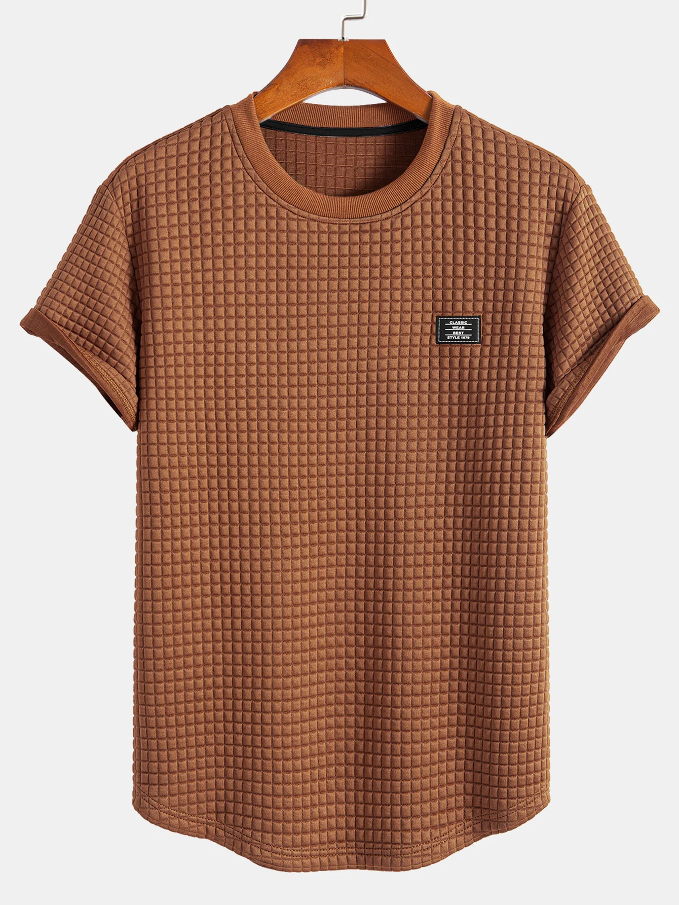 T-Shirt mit kurzem Arm und Waffel-Arc-Saum - Image 5