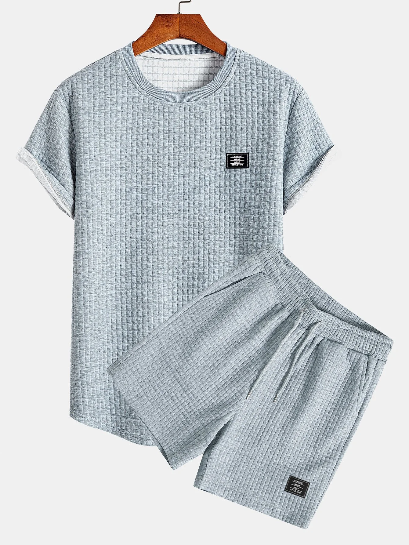 Kurzarm Waffel Arc Saum T-Shirt & Shorts - Image 2