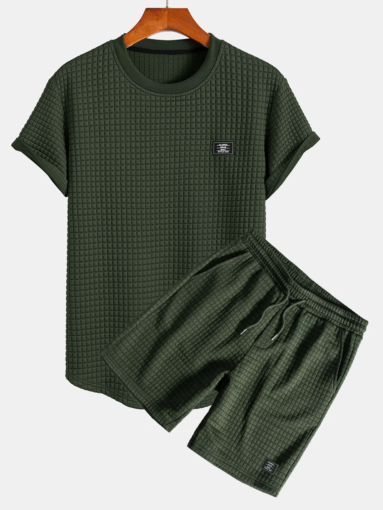 Kurzarm Waffel Arc Saum T-Shirt & Shorts - Image 4