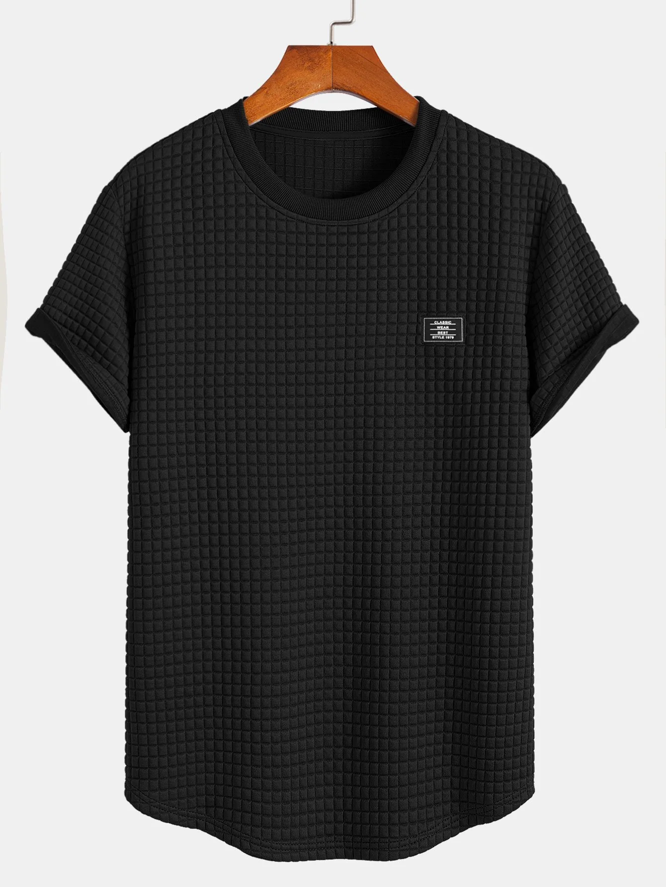 Kurzarm Waffel Arc Saum T-Shirt & Shorts - Image 5