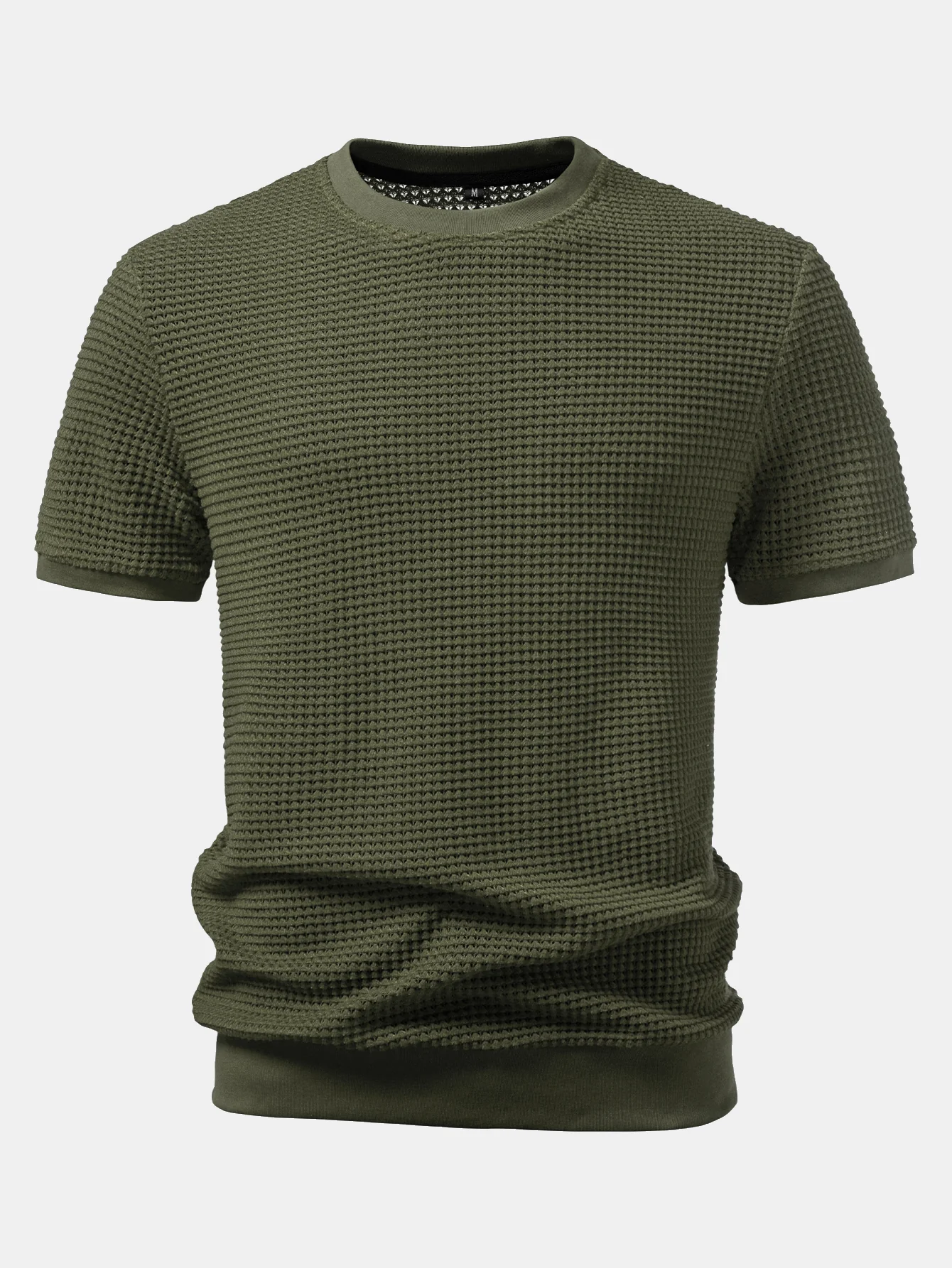 Short Sleeve Waffle Ribbed Hem T-Shirt