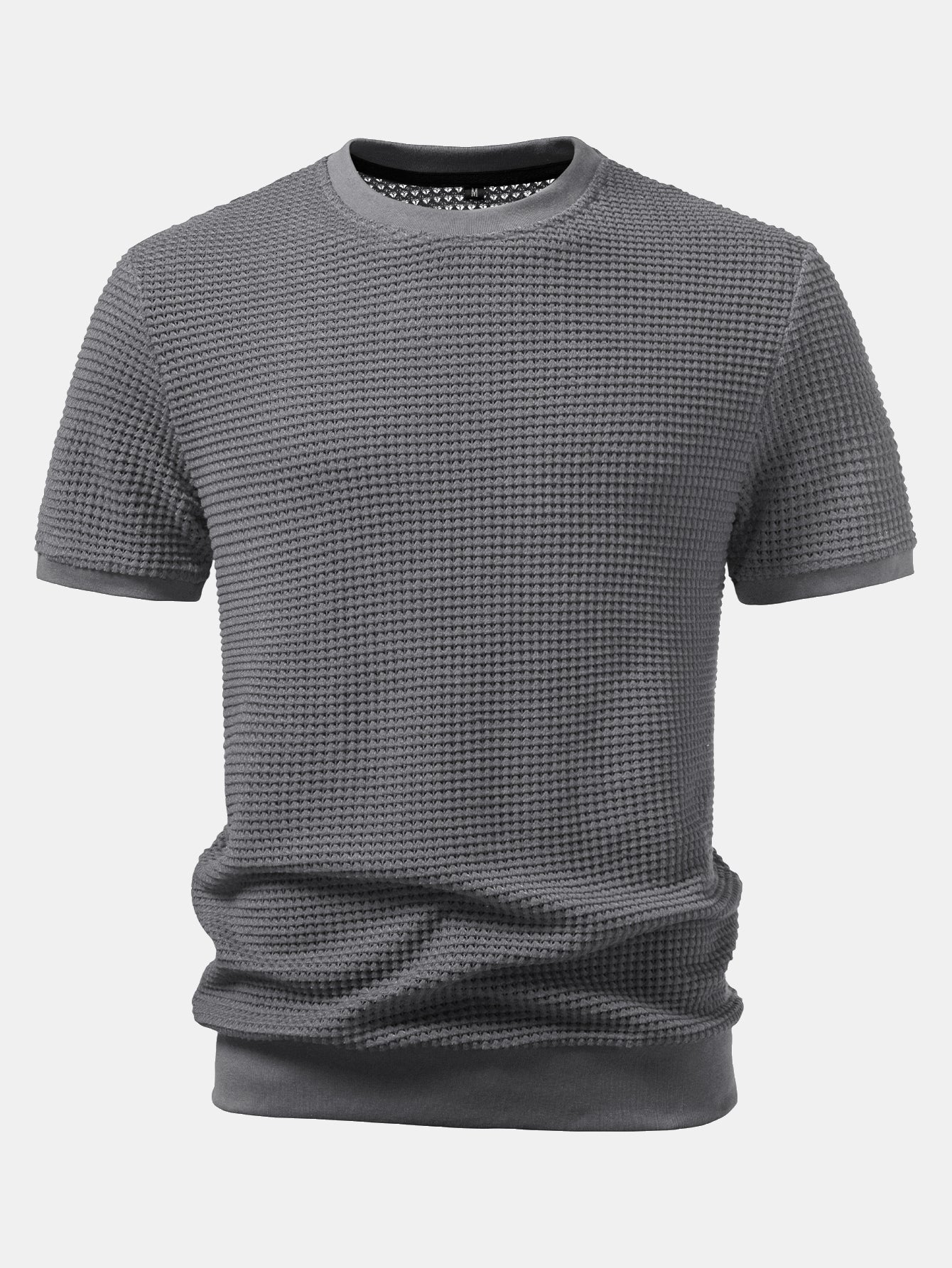Short Sleeve Waffle Ribbed Hem T-Shirt - Image 11