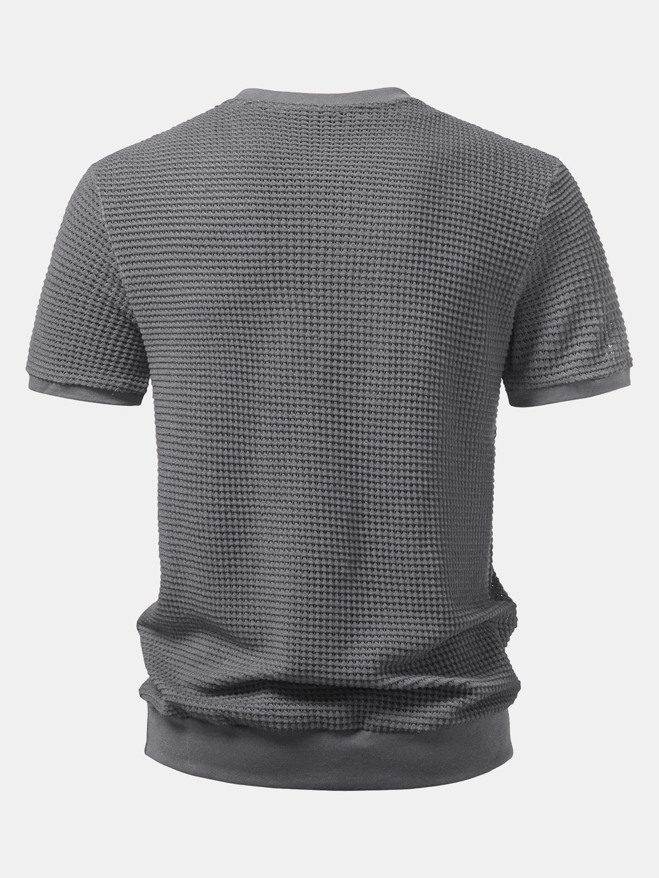 Short Sleeve Waffle Ribbed Hem T-Shirt - Image 12