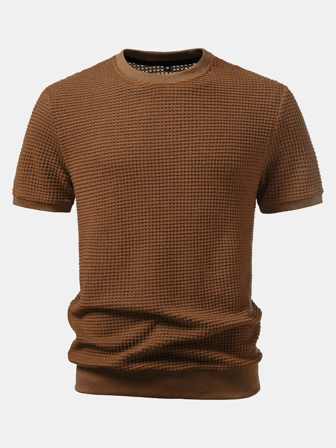 Short Sleeve Waffle Ribbed Hem T-Shirt - Image 13