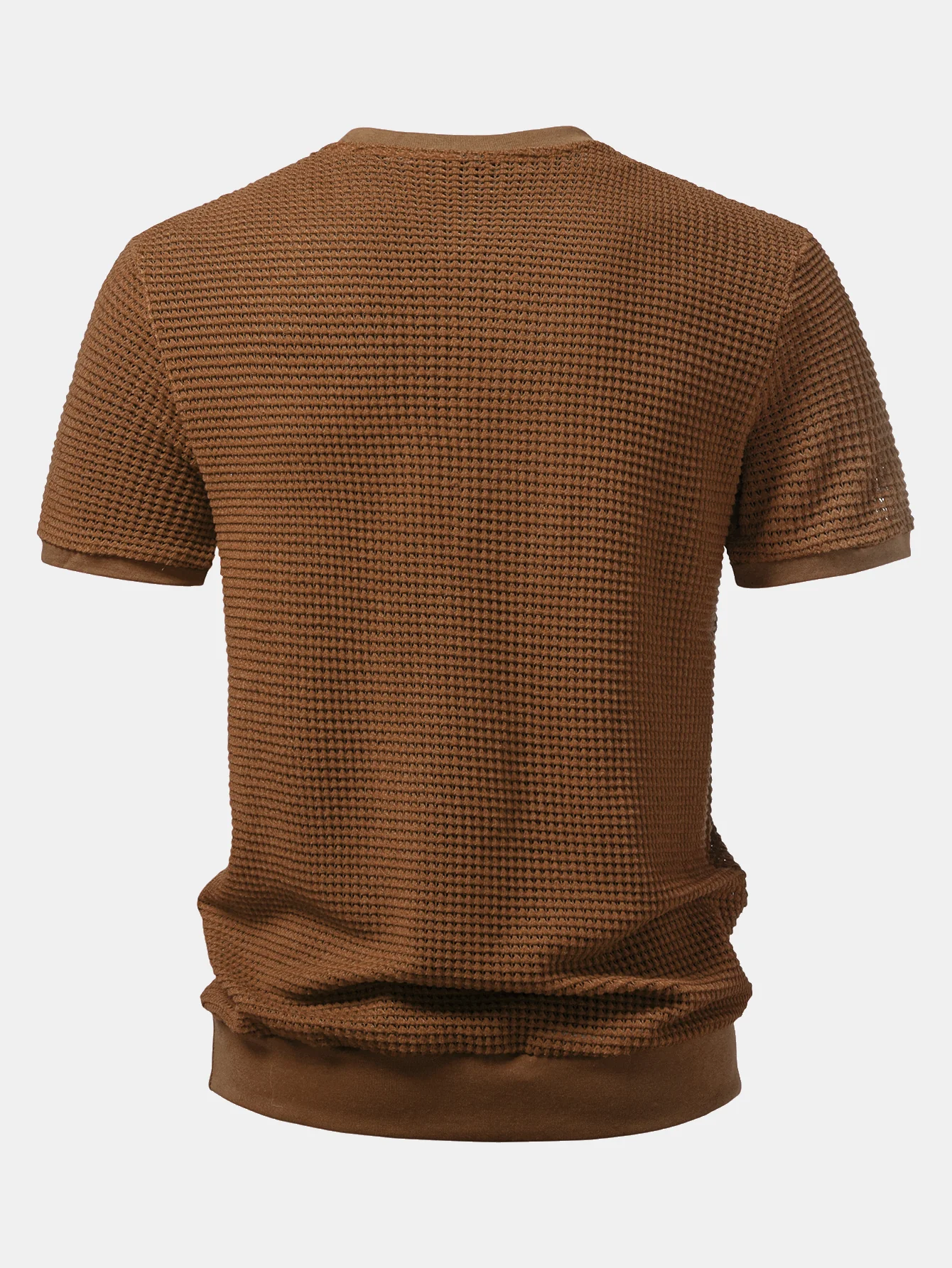 Short Sleeve Waffle Ribbed Hem T-Shirt - Image 14
