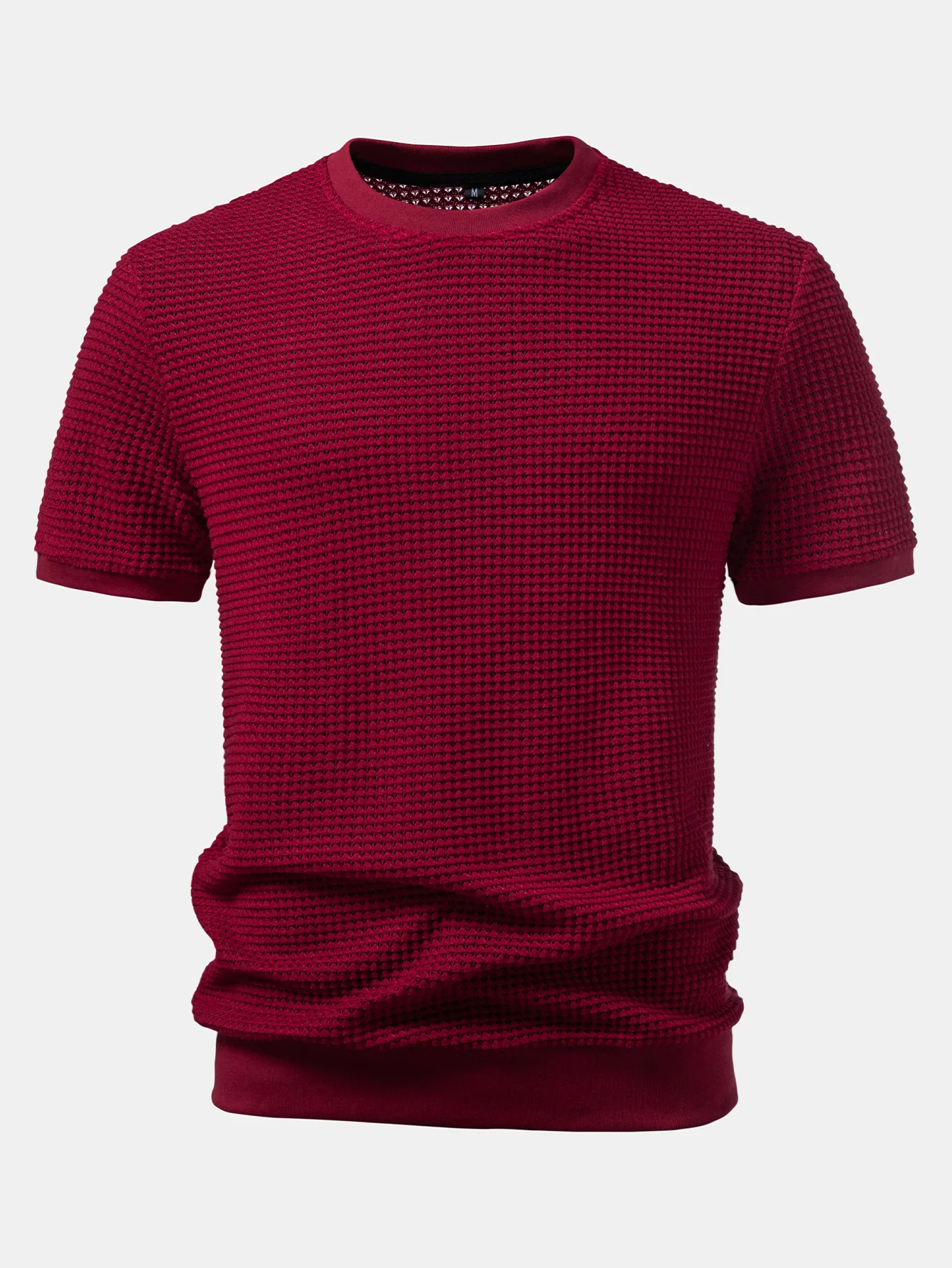 Short Sleeve Waffle Ribbed Hem T-Shirt - Image 15