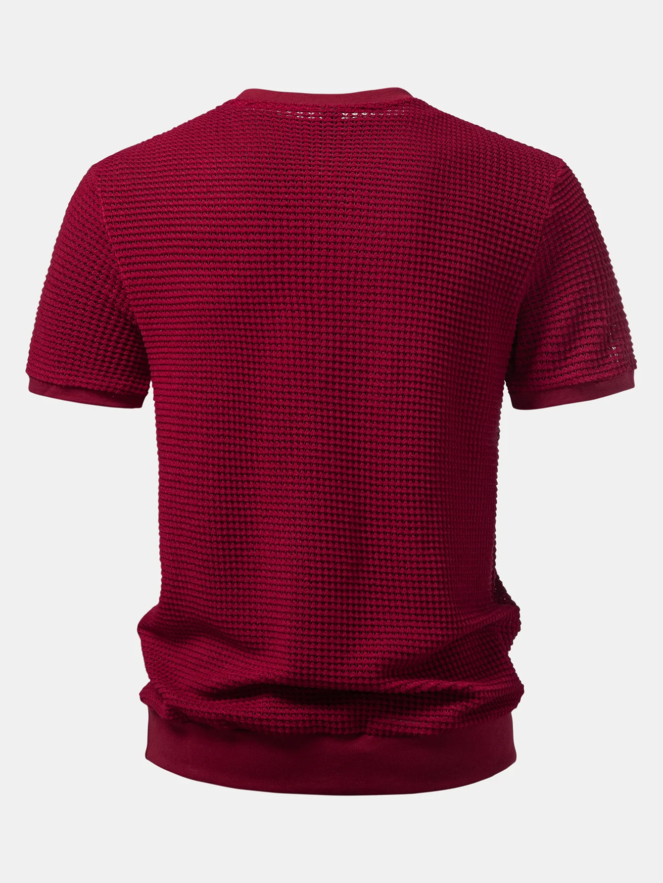 Short Sleeve Waffle Ribbed Hem T-Shirt - Image 16