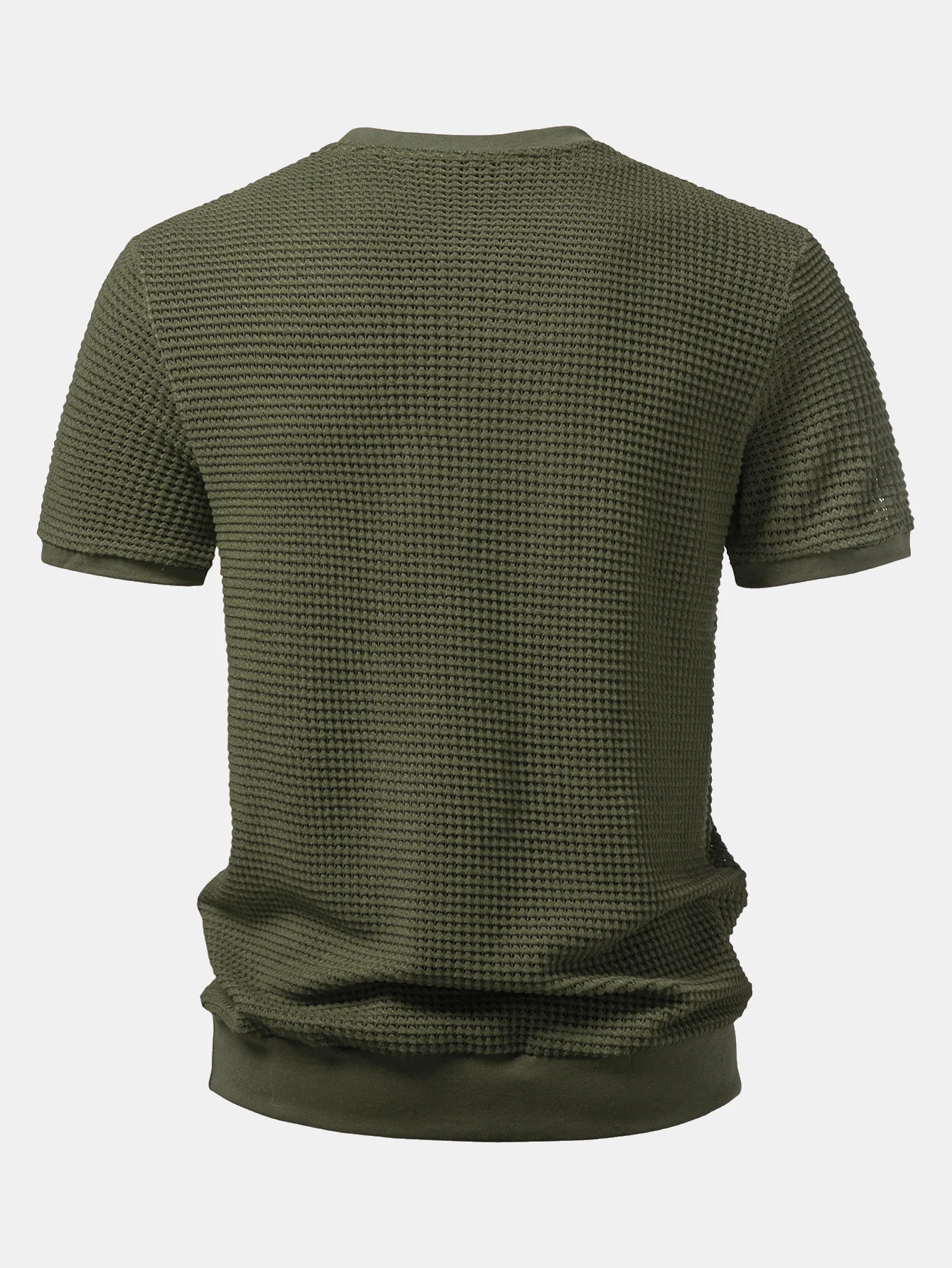 Short Sleeve Waffle Ribbed Hem T-Shirt - Image 2