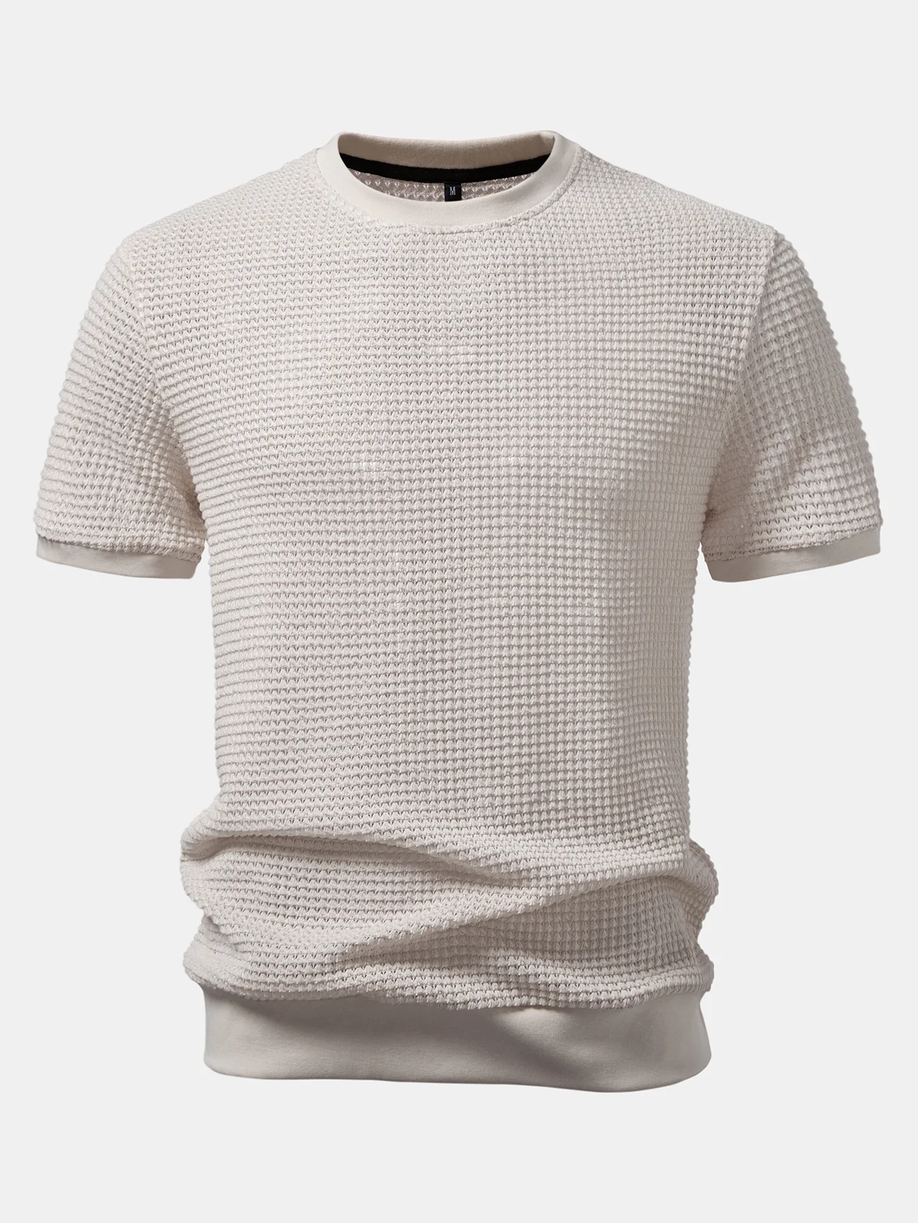 Short Sleeve Waffle Ribbed Hem T-Shirt - Image 5