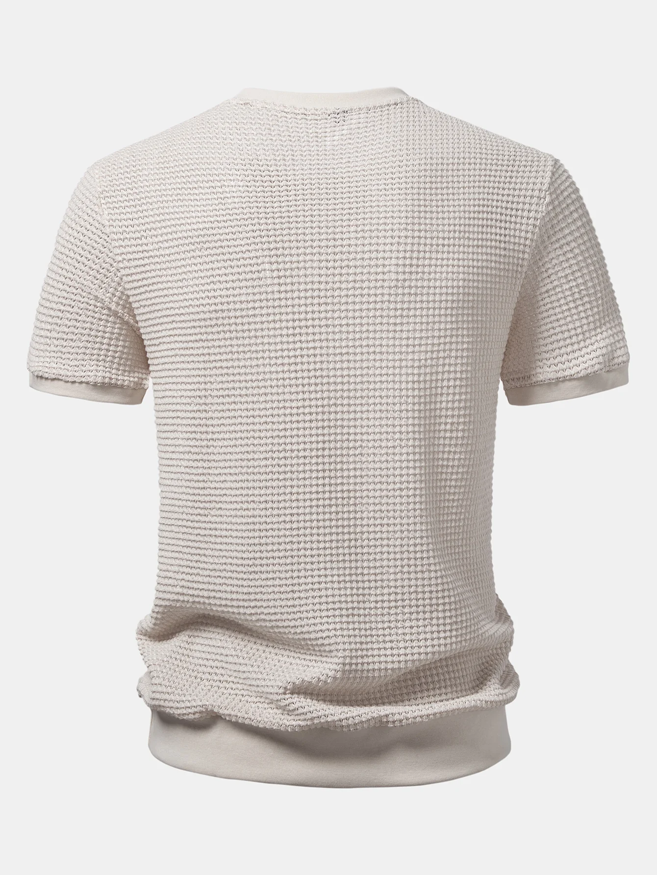 Short Sleeve Waffle Ribbed Hem T-Shirt - Image 6