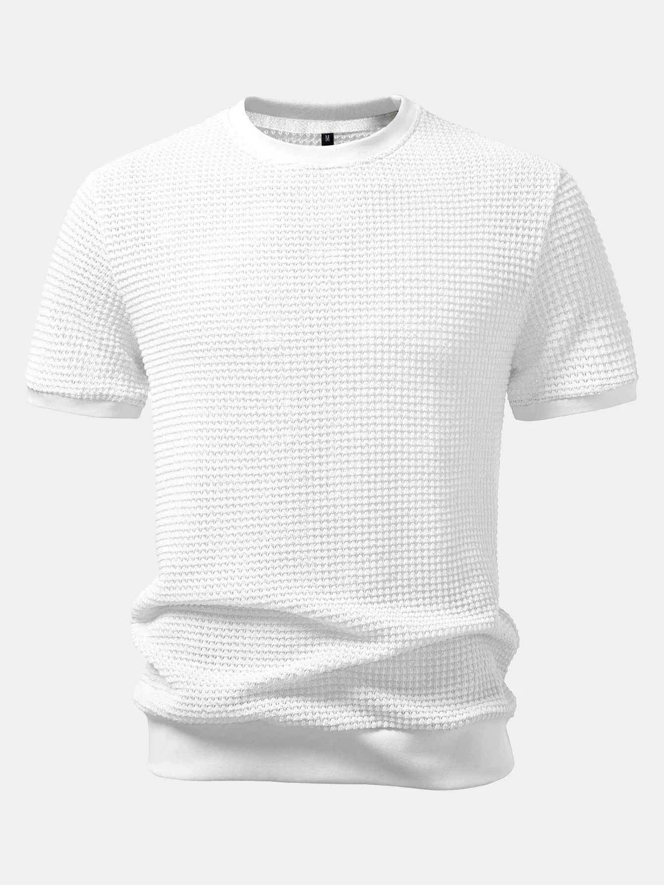 Short Sleeve Waffle Ribbed Hem T-Shirt - Image 7