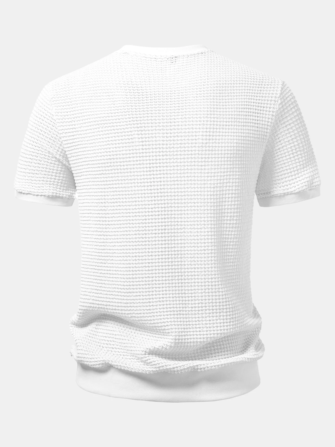 Short Sleeve Waffle Ribbed Hem T-Shirt - Image 8