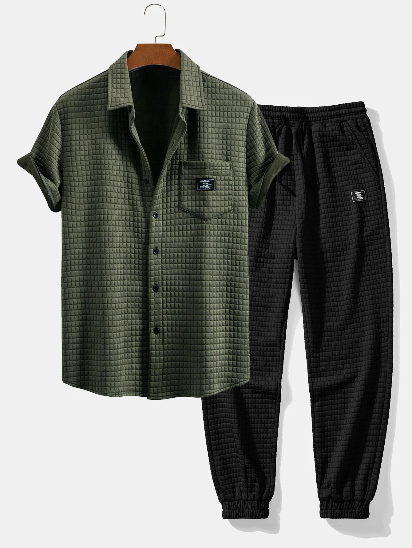 Kurzarm-Waffelshirt & Waffel-Jogginghose mit Kordelzug - Image 3