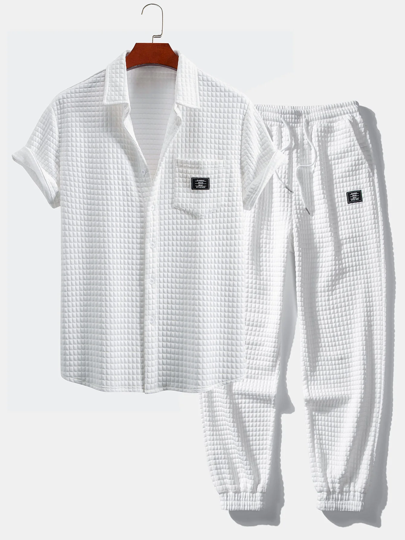 Kurzarm-Waffelshirt & Waffel-Jogginghose mit Kordelzug - Image 4