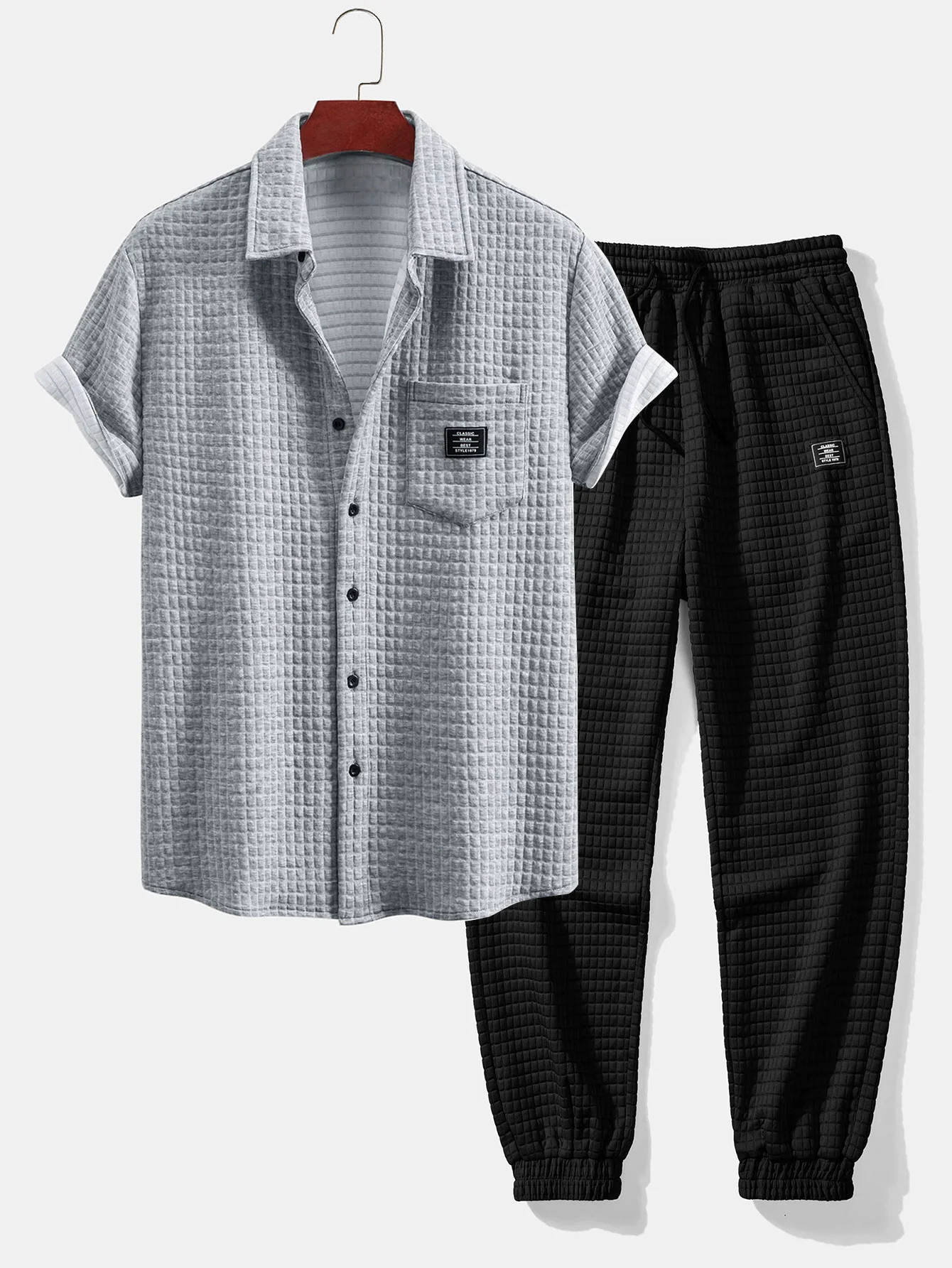 Kurzarm-Waffelshirt & Waffel-Jogginghose mit Kordelzug - Image 5