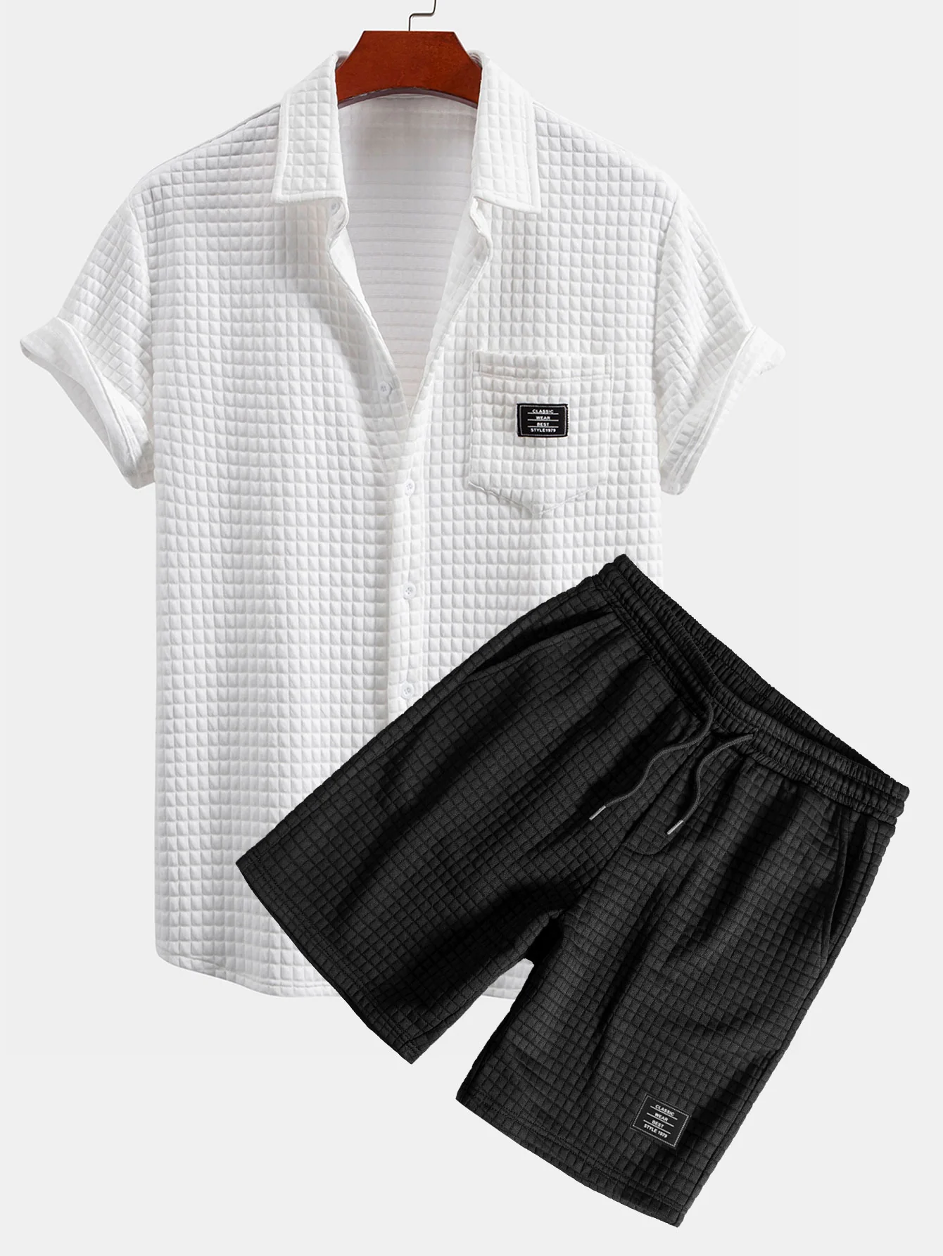 Kurzarm-Waffelshirt & Waffel-Drawstring-Shorts - Image 2