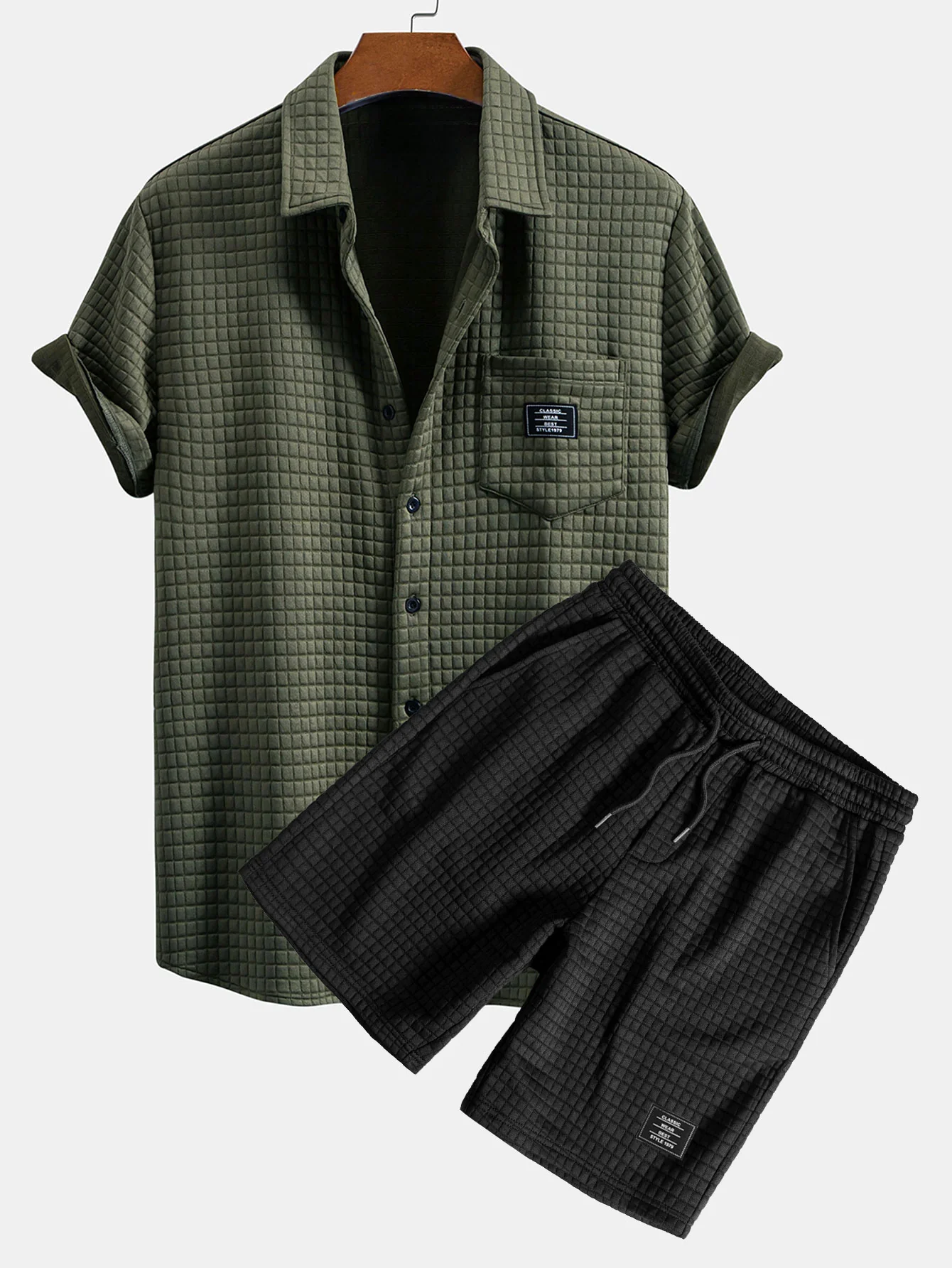 Kurzarm-Waffelshirt & Waffel-Drawstring-Shorts - Image 3
